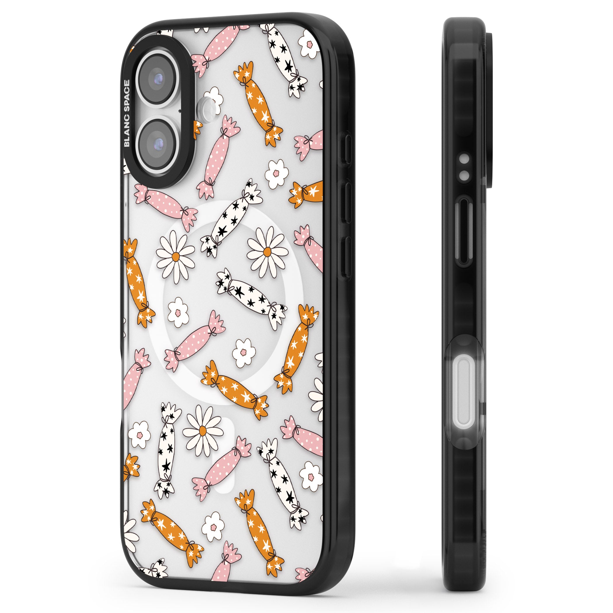 Floral Candy iPhone 17 Impact Pro Black Phone Case Side Profile