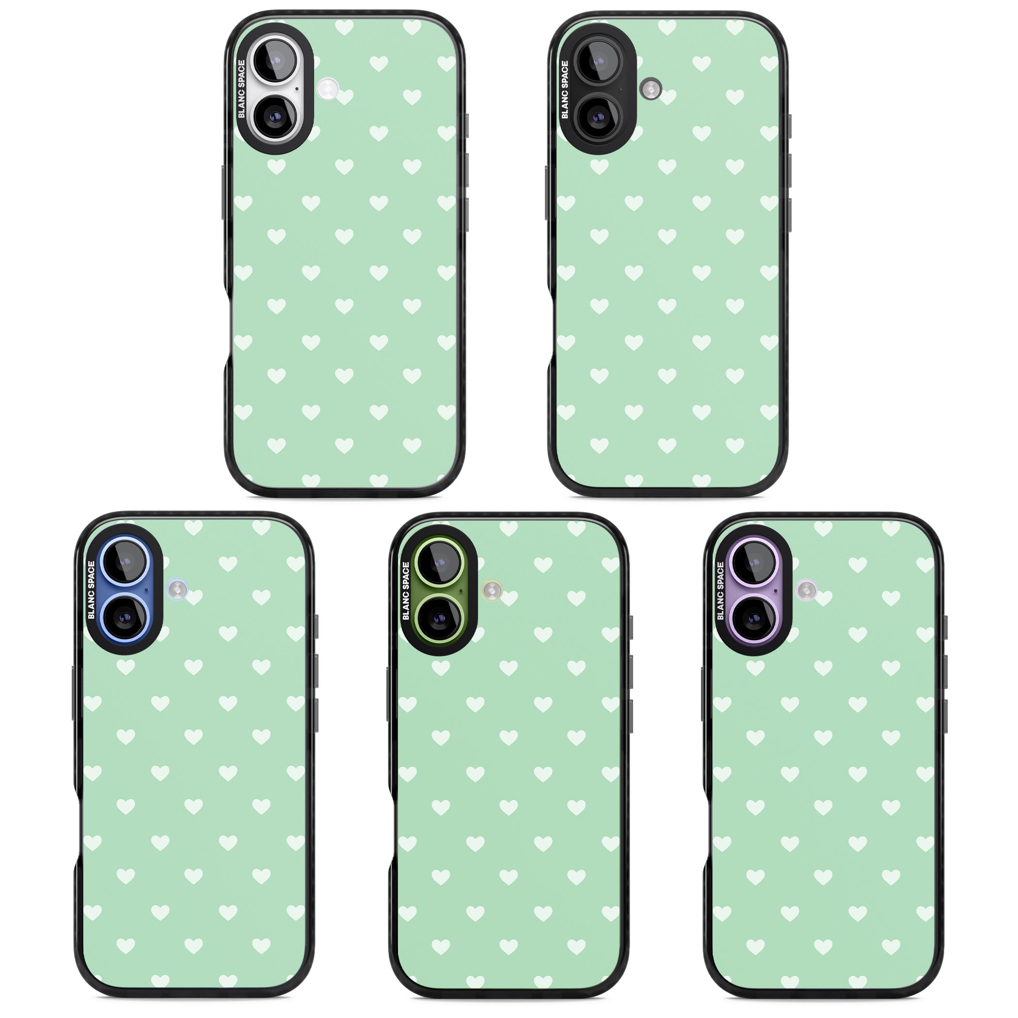 Small Heart Pattern: Green iPhone 17 Impact Pro Black Phone Case APT Impact Protection