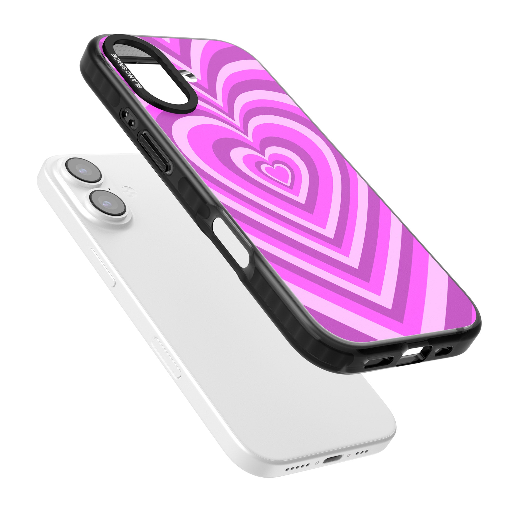 Pink Heart Illusion iPhone 17 Impact Pro Black Phone Case Colours