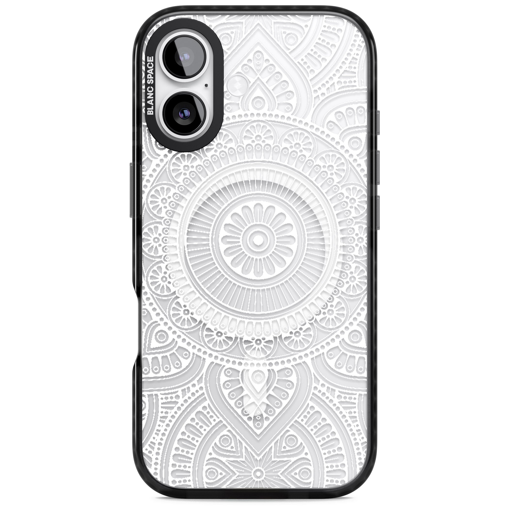 White Henna Flower Wheel iPhone 17 Impact Pro Black Phone Case