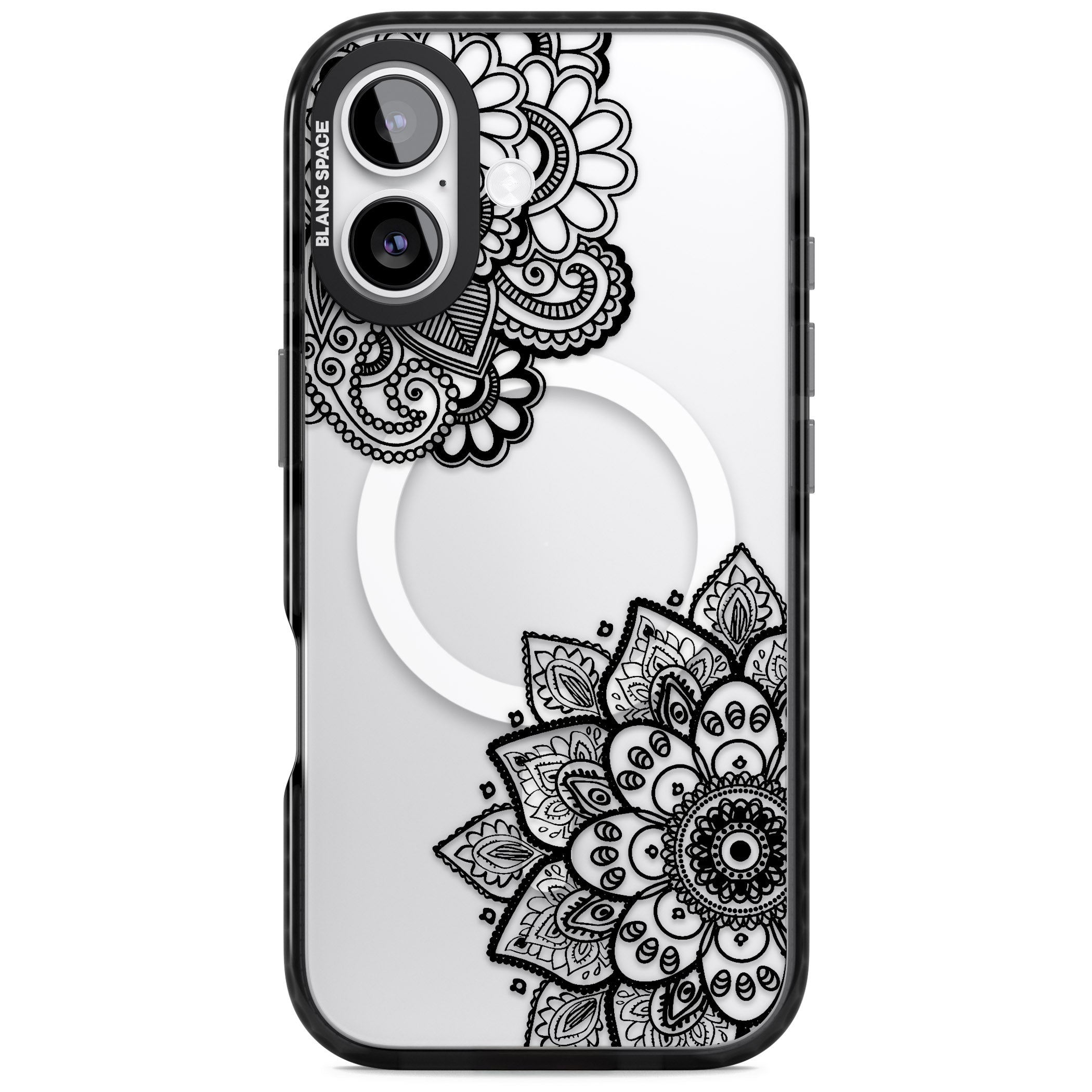 Black Henna Florals iPhone 17 Impact Pro Black Phone Case