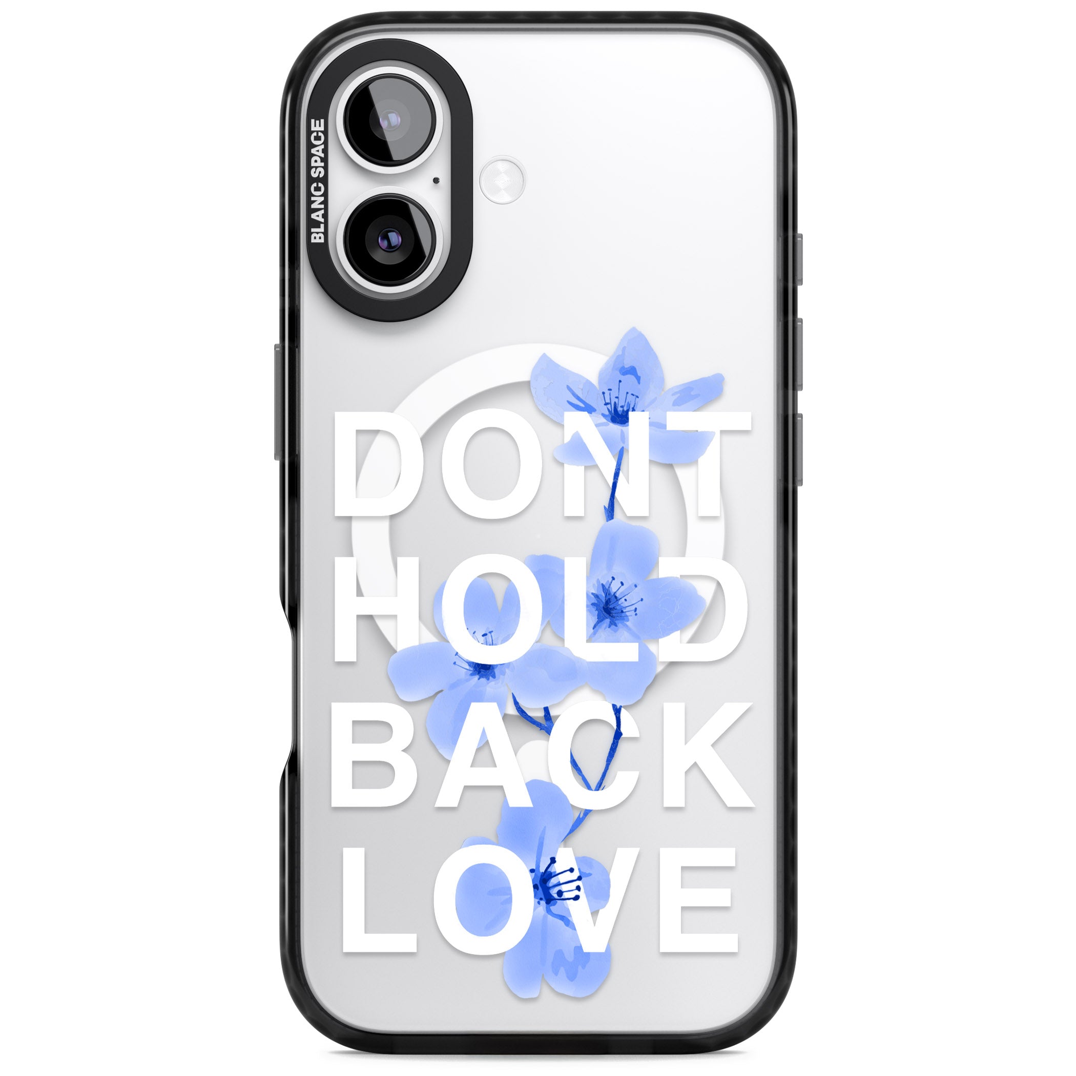 Don'T Hold Back Love Blue & White iPhone 17 Impact Pro Black Phone Case