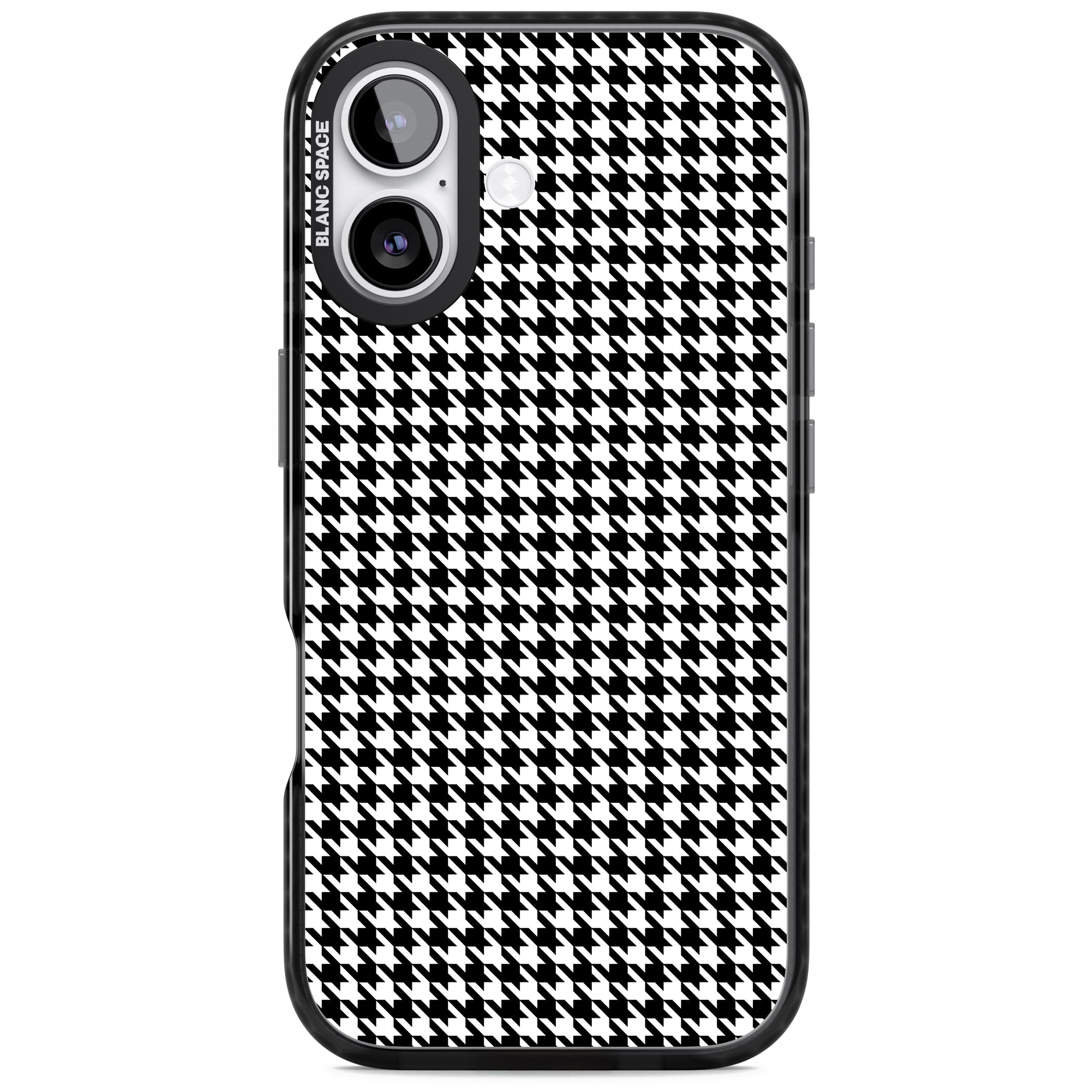 Black Houndstooth Pattern iPhone 17 Impact Pro Black Phone Case