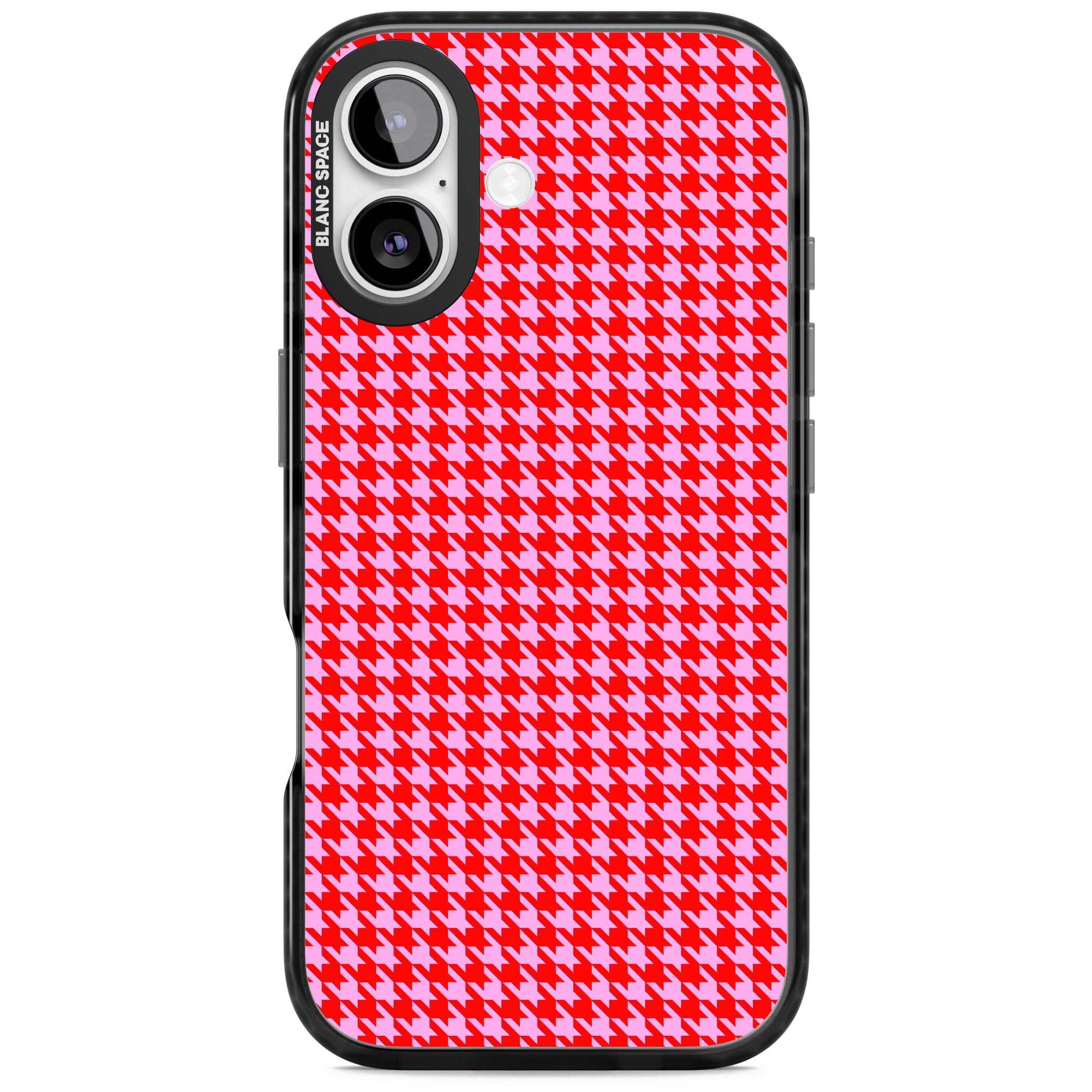 Neon Pink & Red Houndstooth iPhone 17 Impact Pro Black Phone Case