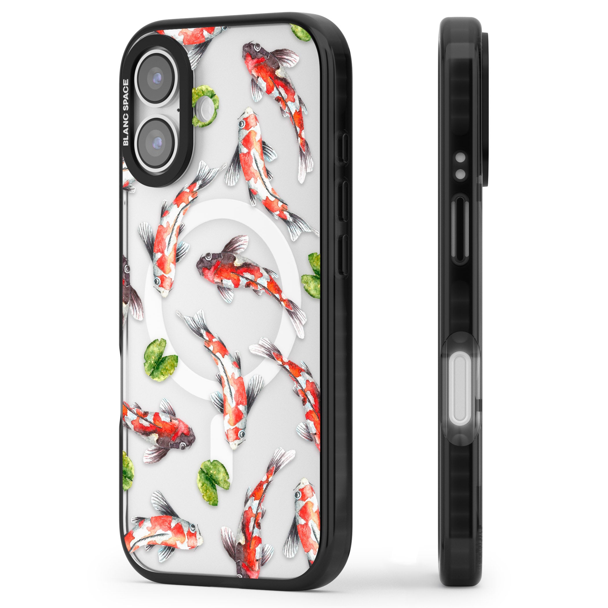 Koi Fish Watercolour iPhone 17 Impact Pro Black Phone Case Side Profile