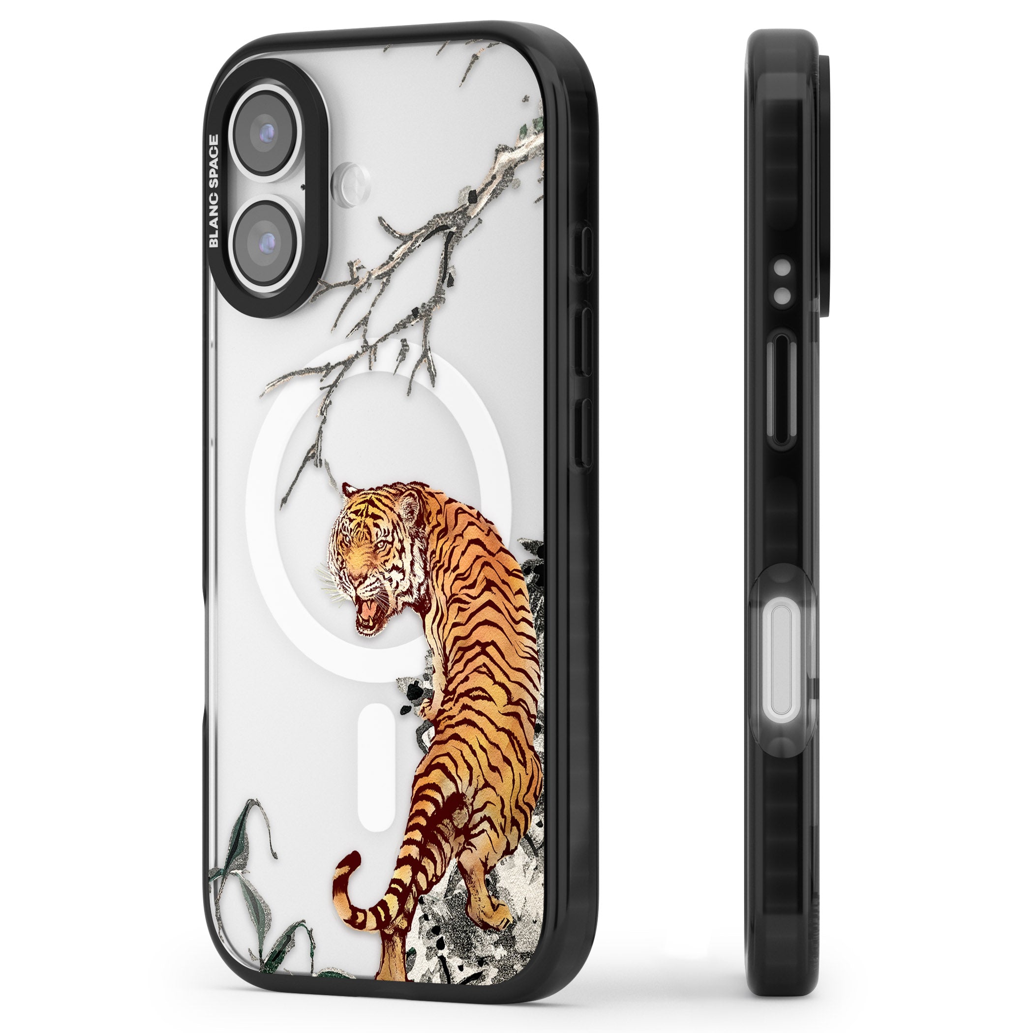 Roaring Tiger iPhone 17 Impact Pro Black Phone Case Side Profile