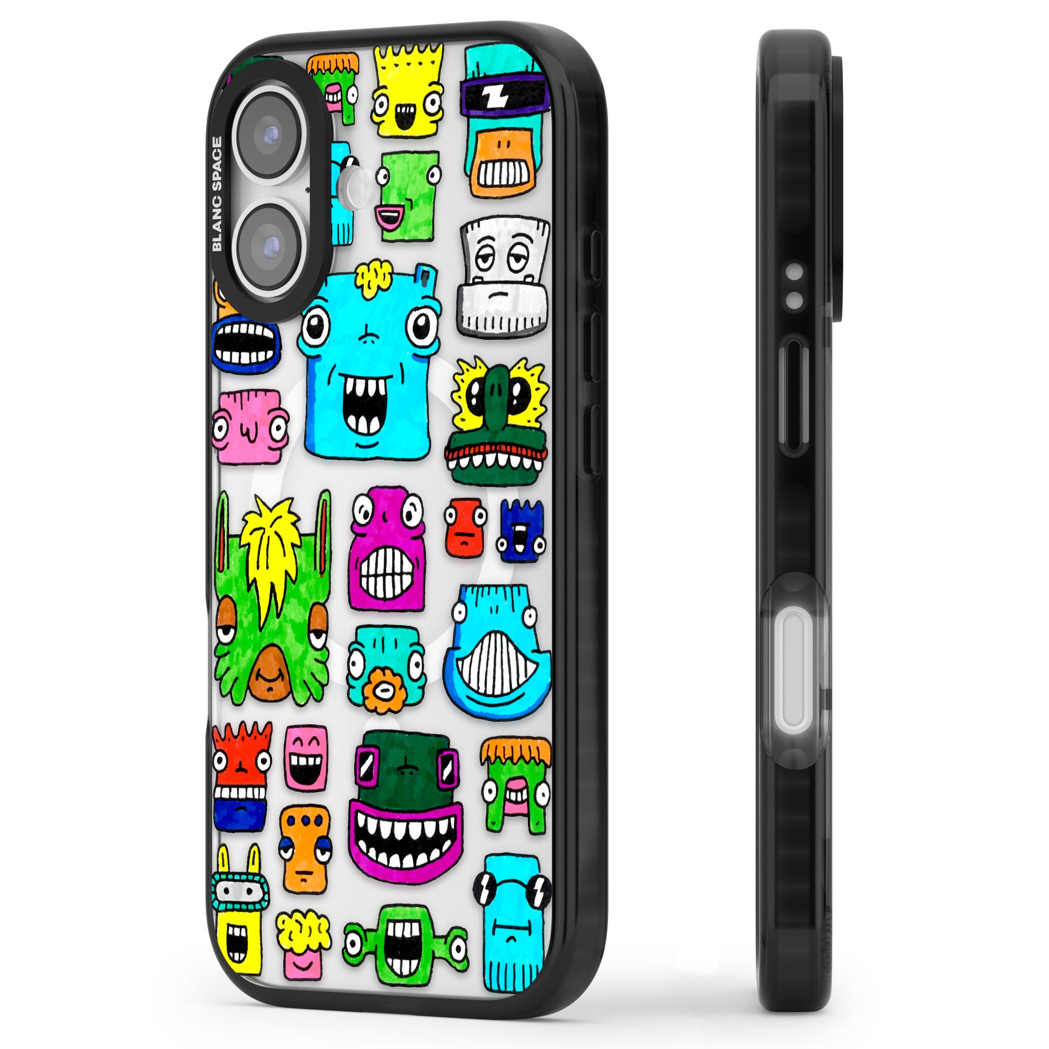 Burst Heads Colour iPhone 17 Impact Pro Black Phone Case Side Profile