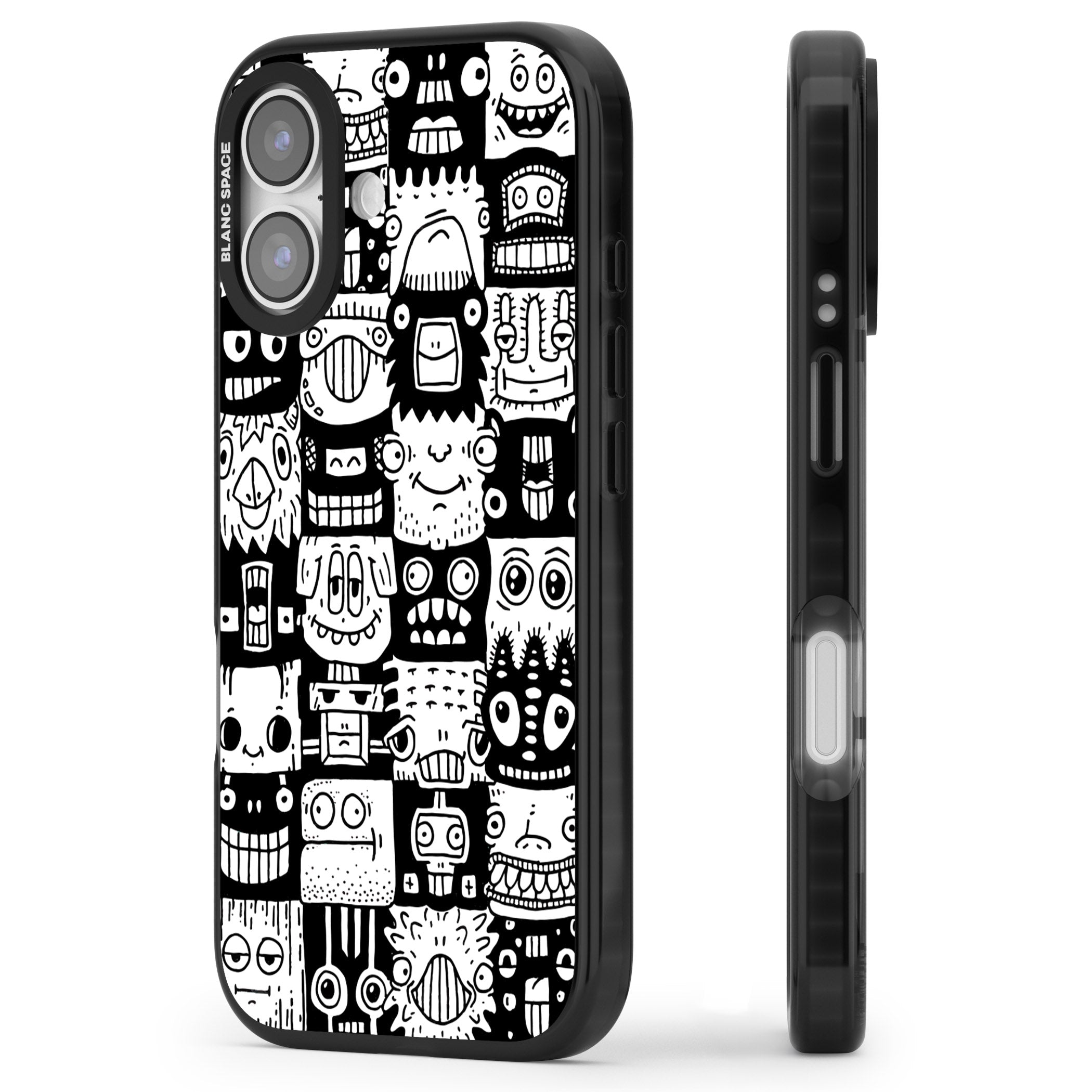 Checkerboard Heads iPhone 17 Impact Pro Black Phone Case Side Profile