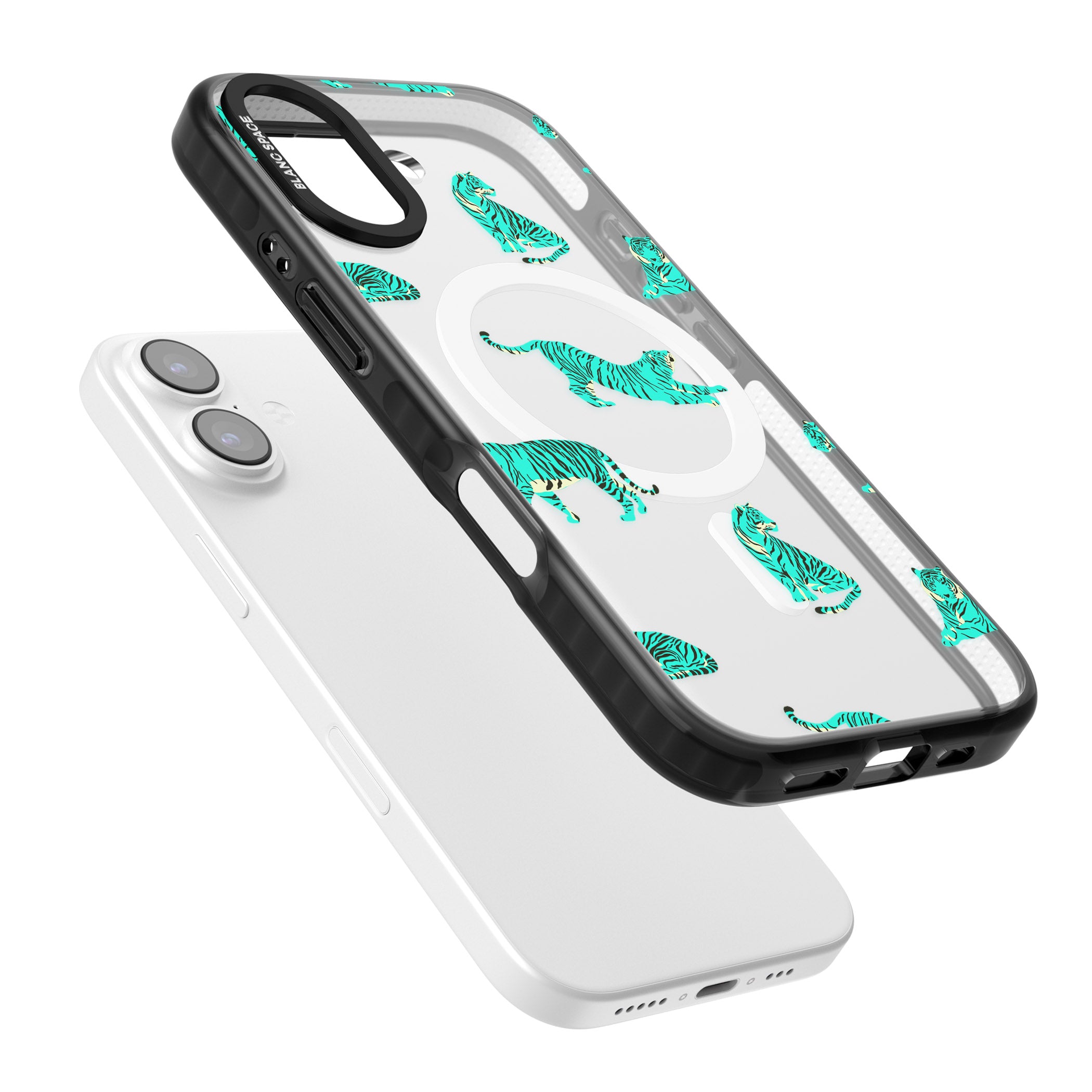 Turquoise Tiger iPhone 17 Impact Pro Black Phone Case Colours
