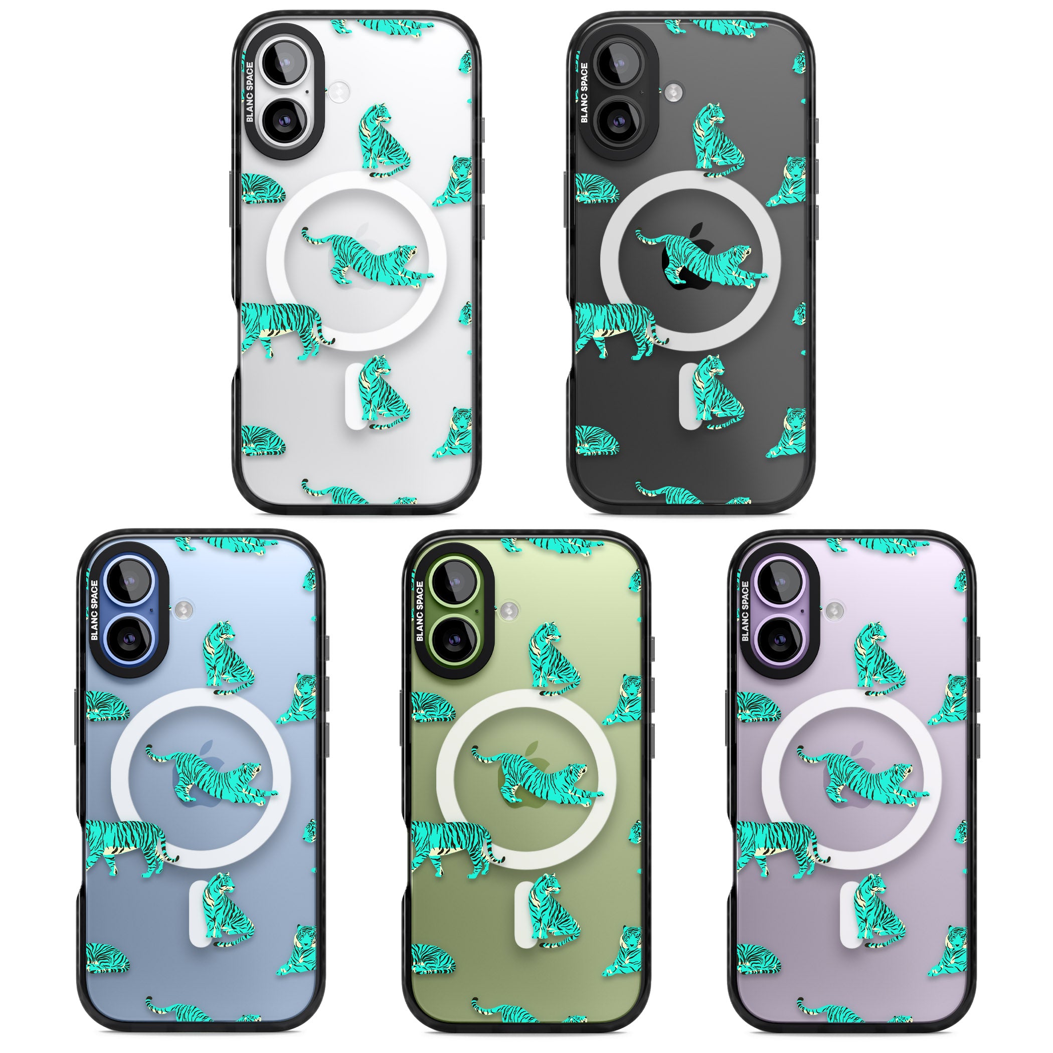 Turquoise Tiger iPhone 17 Impact Pro Black Phone Case APT Impact Protection