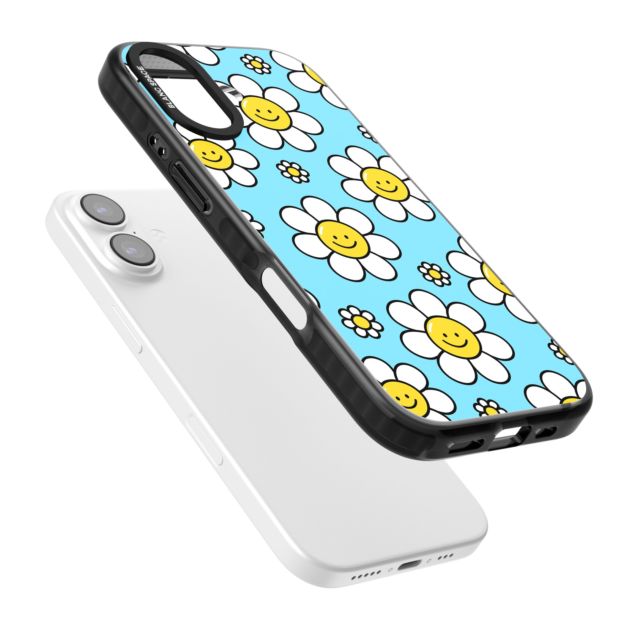 Daisy Faces Kawaii Pattern iPhone 17 Impact Pro Black Phone Case Colours