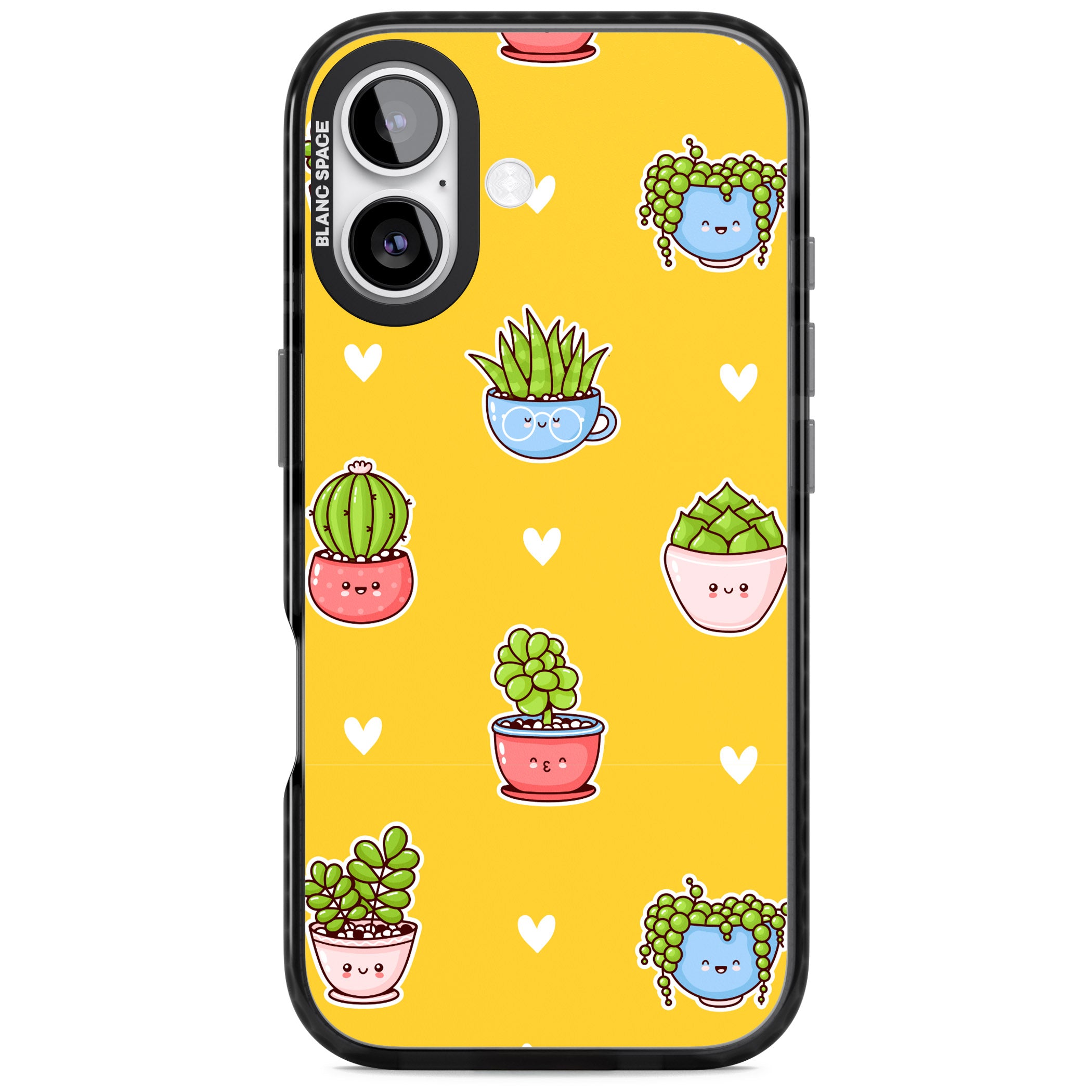 Plant Faces Kawaii Pattern iPhone 17 Impact Pro Black Phone Case