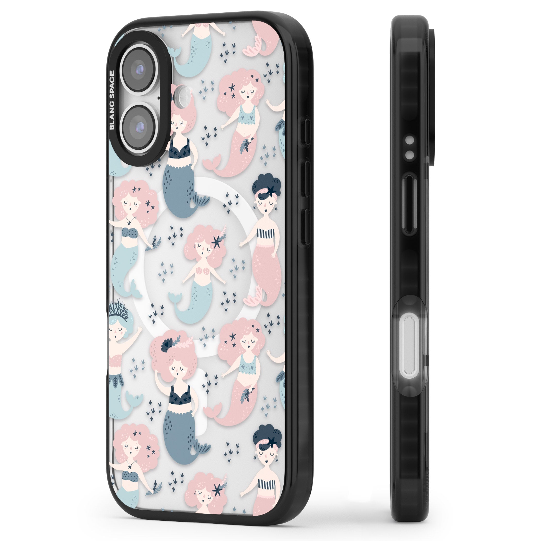 Under The Sea Mermaids (Clear) iPhone 17 Impact Pro Black Phone Case Side Profile