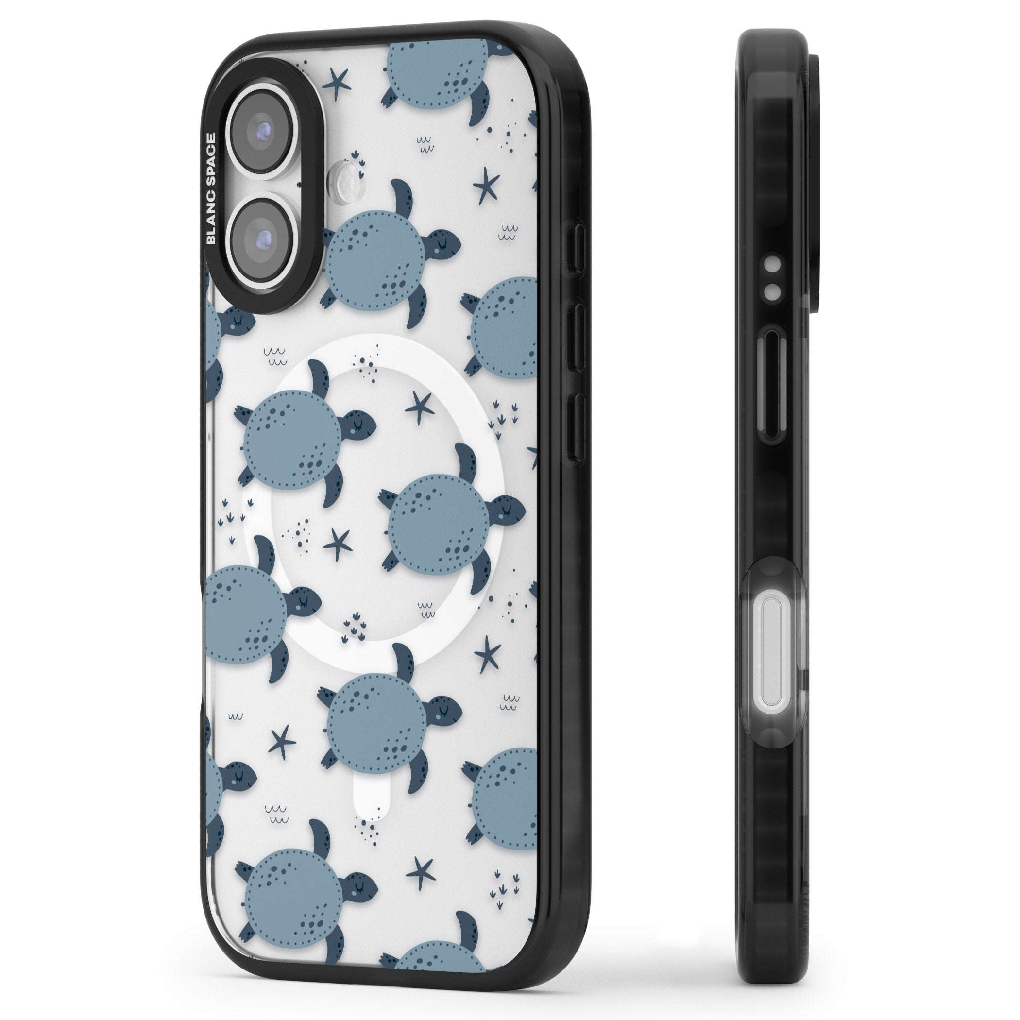 Under The Sea Patterns Sea Turtles (Clear) iPhone 17 Impact Pro Black Phone Case Side Profile