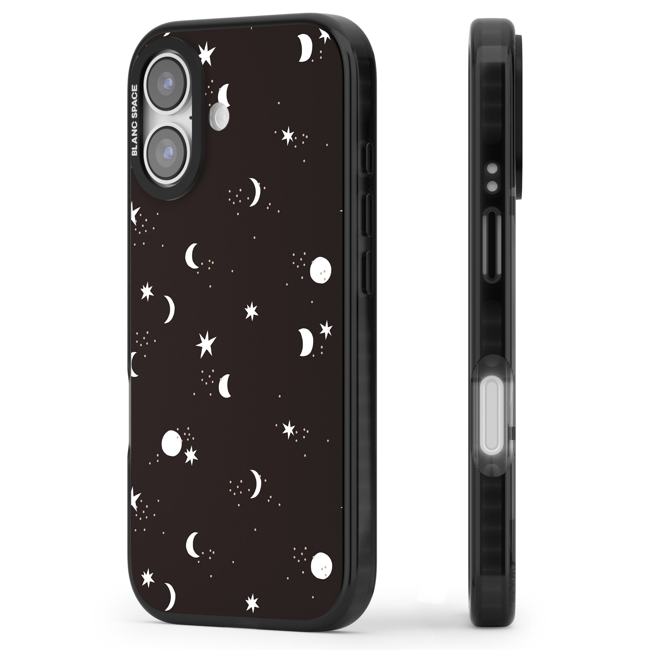 Funky Moons & Stars iPhone 17 Impact Pro Black Phone Case Side Profile