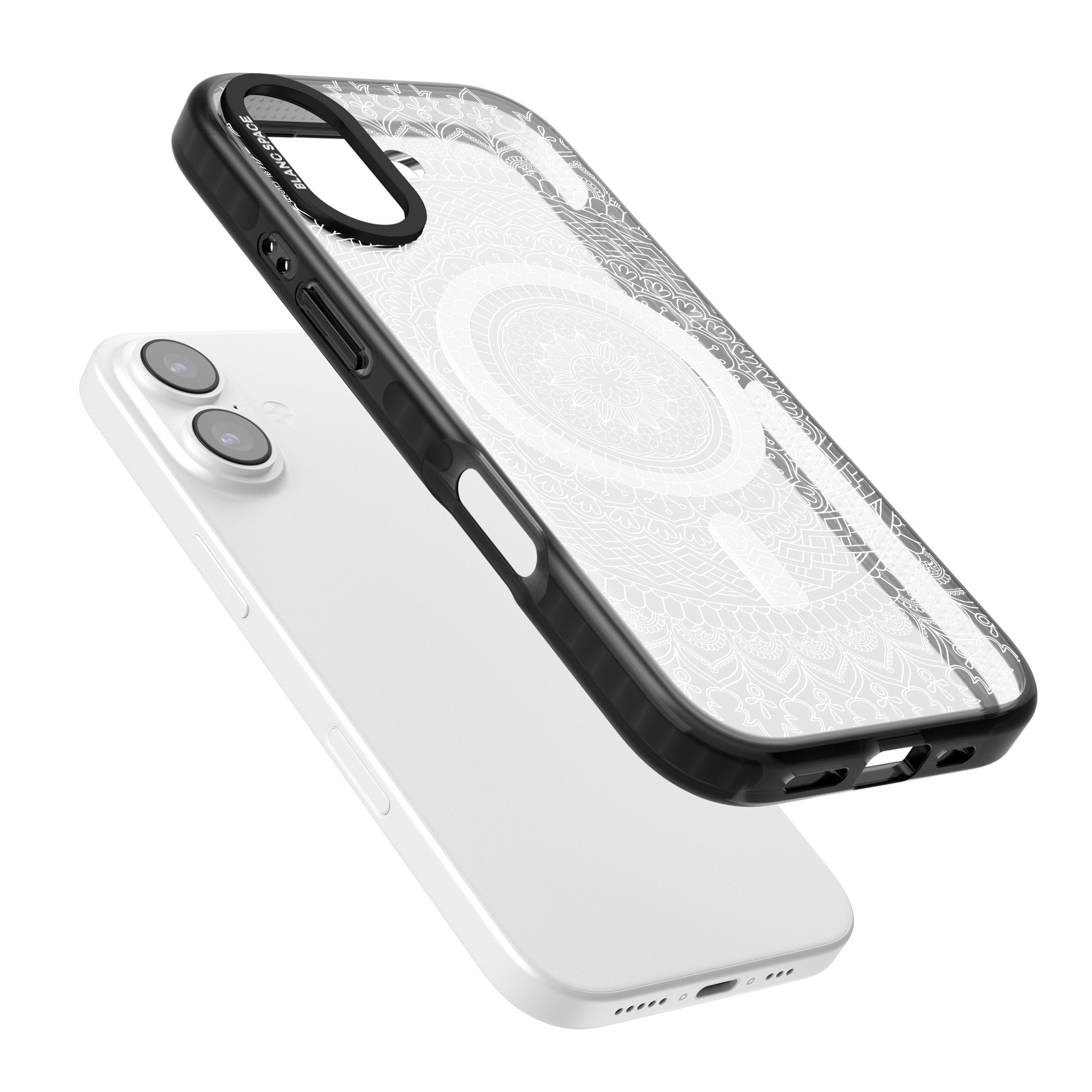 Intricate White Mandala iPhone 17 Impact Pro Black Phone Case Colours