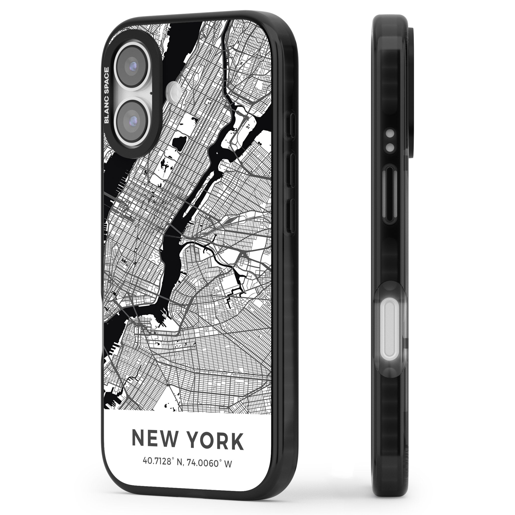 New York Map iPhone 17 Impact Pro Black Phone Case Side Profile