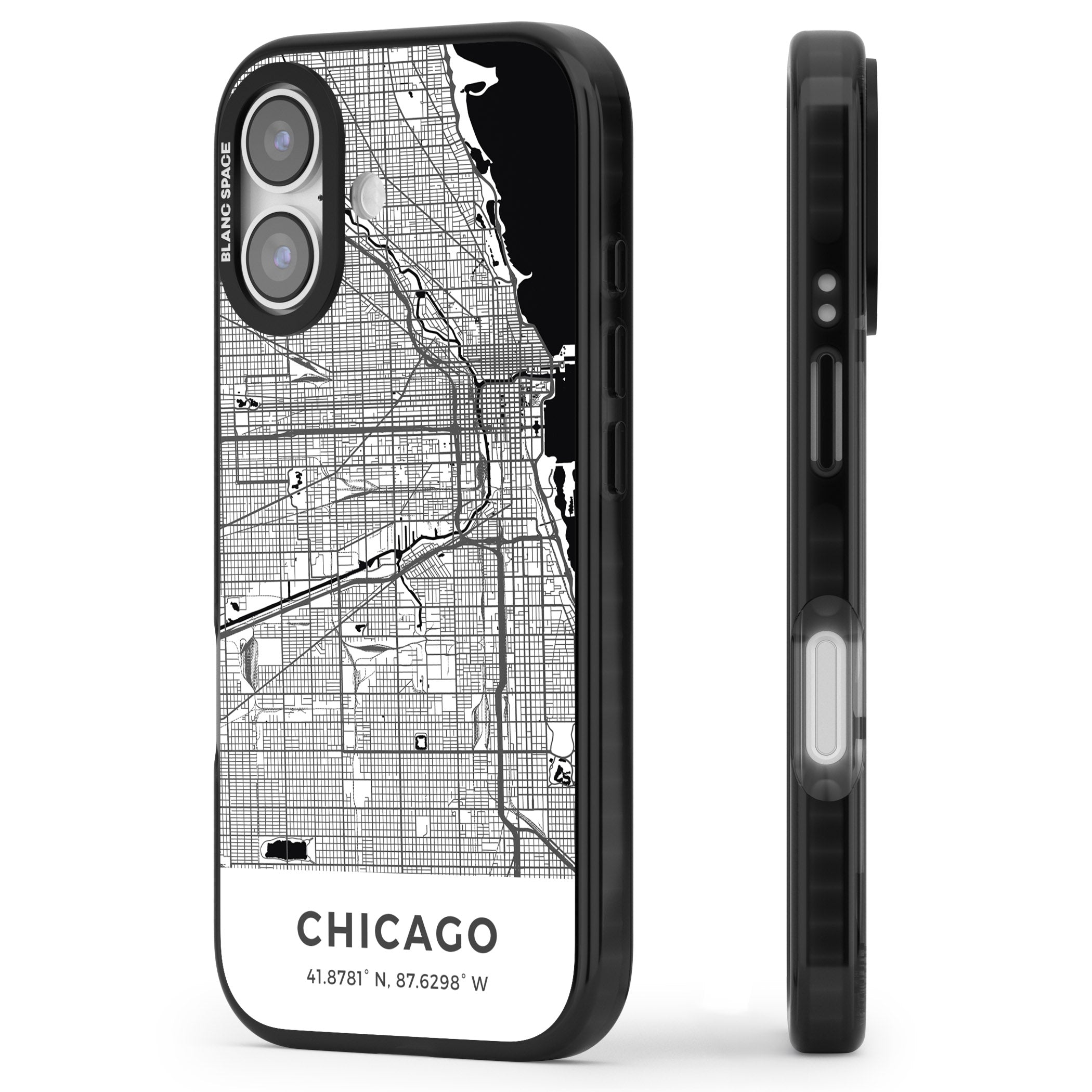 Chicago Map iPhone 17 Impact Pro Black Phone Case Side Profile