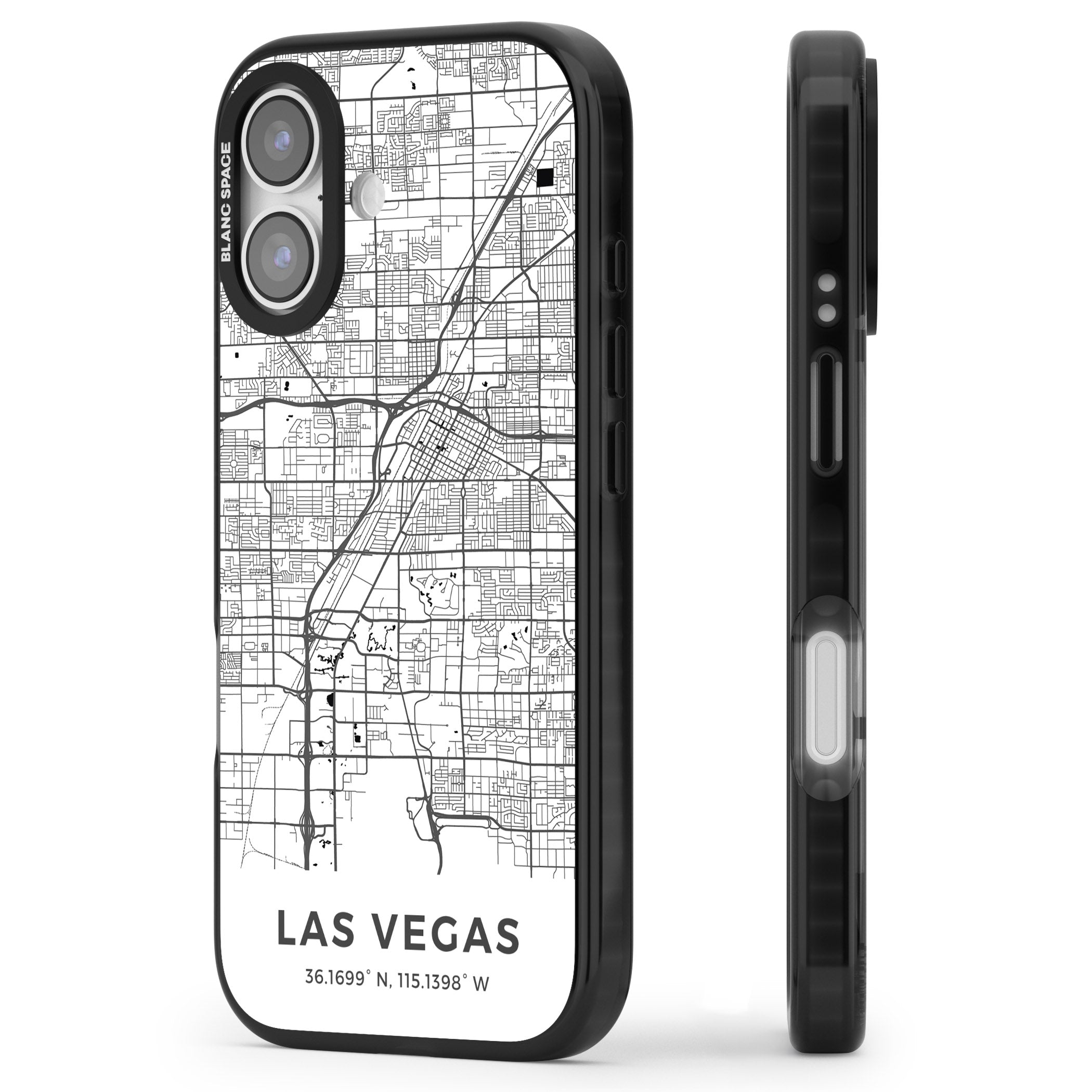 Las Vegas Map iPhone 17 Impact Pro Black Phone Case Side Profile