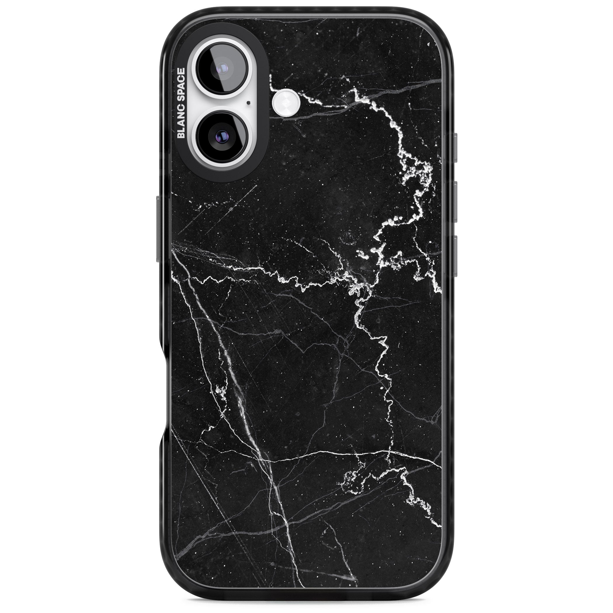 Bold Black Marble With White Texture iPhone 17 Impact Pro Black Phone Case