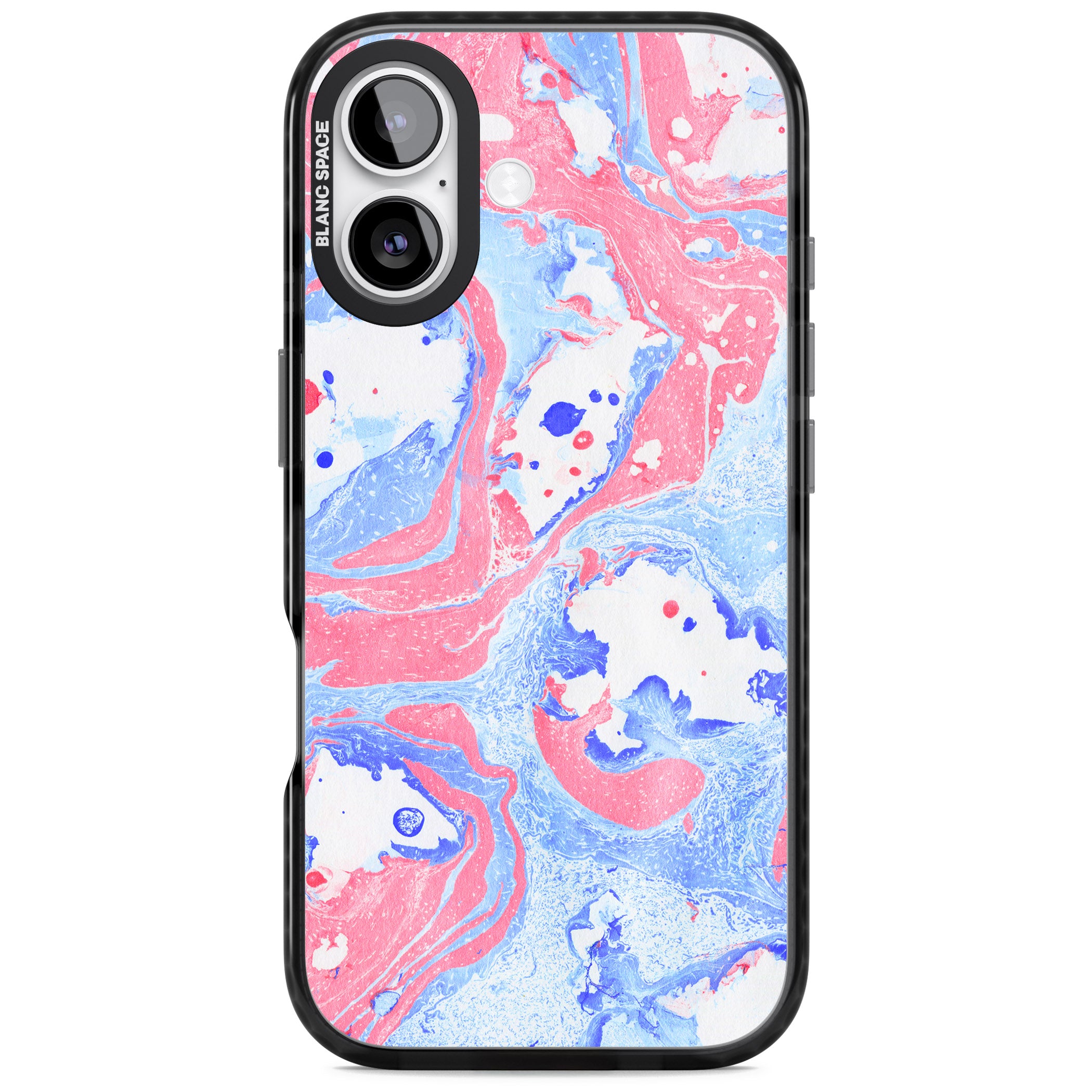Pink, Blue & White Marbled Paper Pattern iPhone 17 Impact Pro Black Phone Case