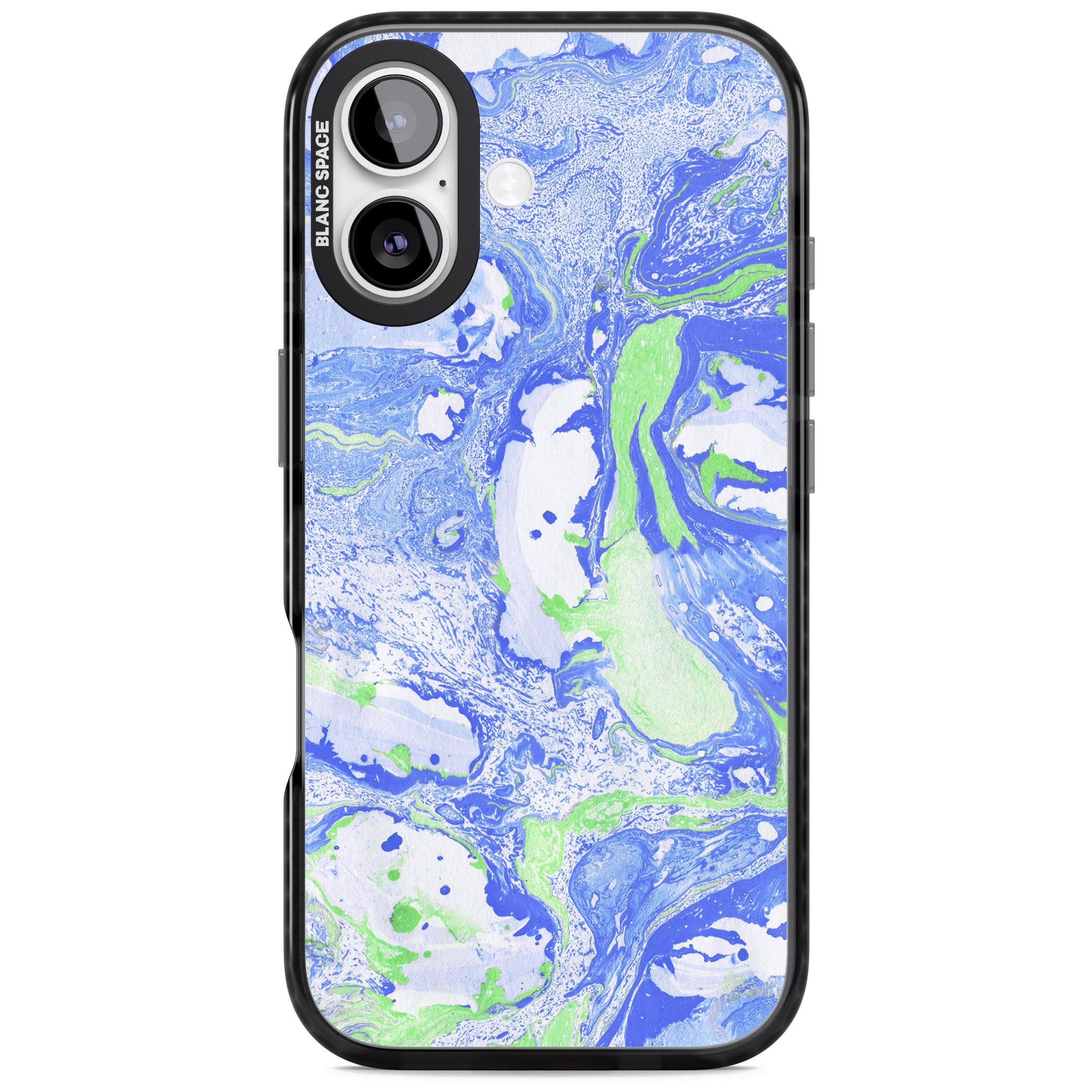 Dark Blue & Green Marbled Paper Pattern iPhone 17 Impact Pro Black Phone Case