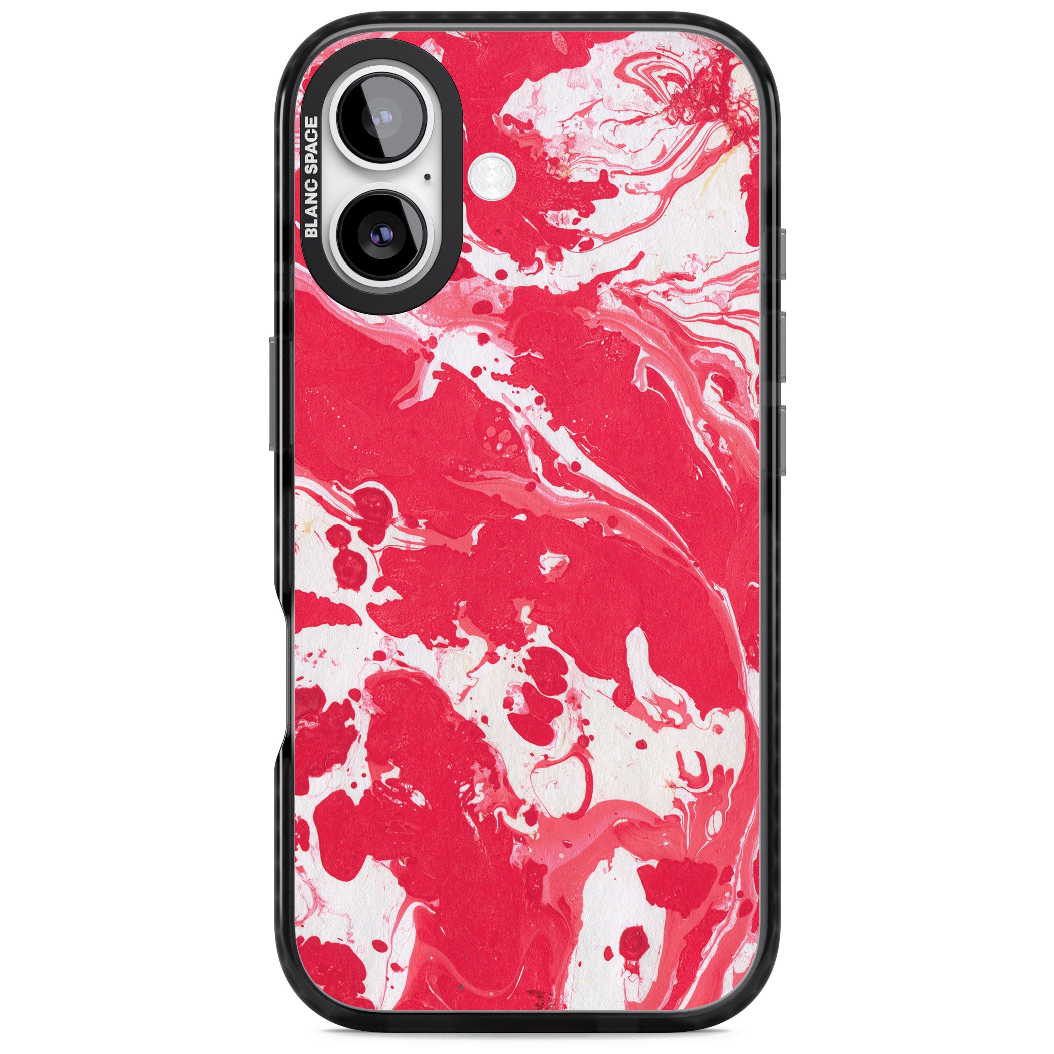 Red & White Marbled iPhone 17 Impact Pro Black Phone Case