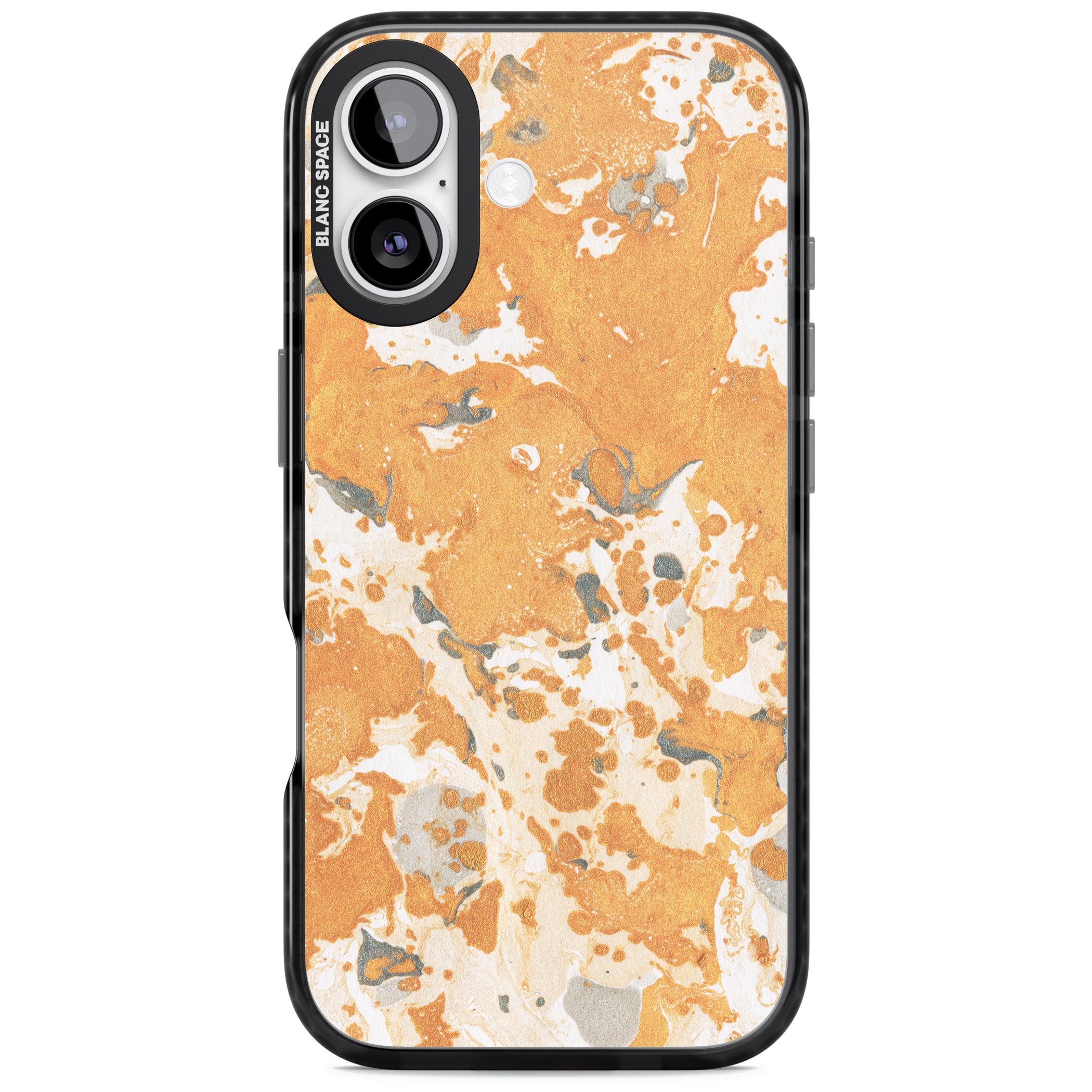 Orange Marbled iPhone 17 Impact Pro Black Phone Case