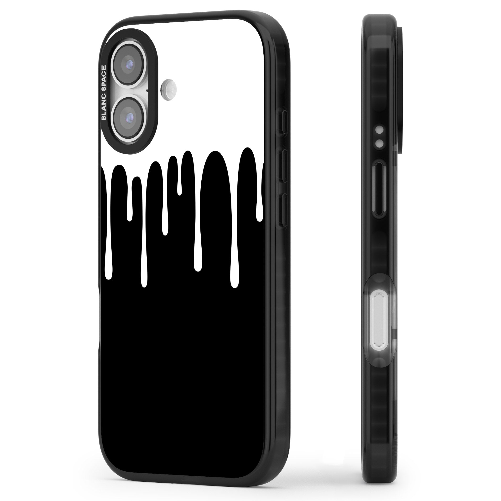 Melted Effect: White & Black iPhone 17 Impact Pro Black Phone Case Side Profile