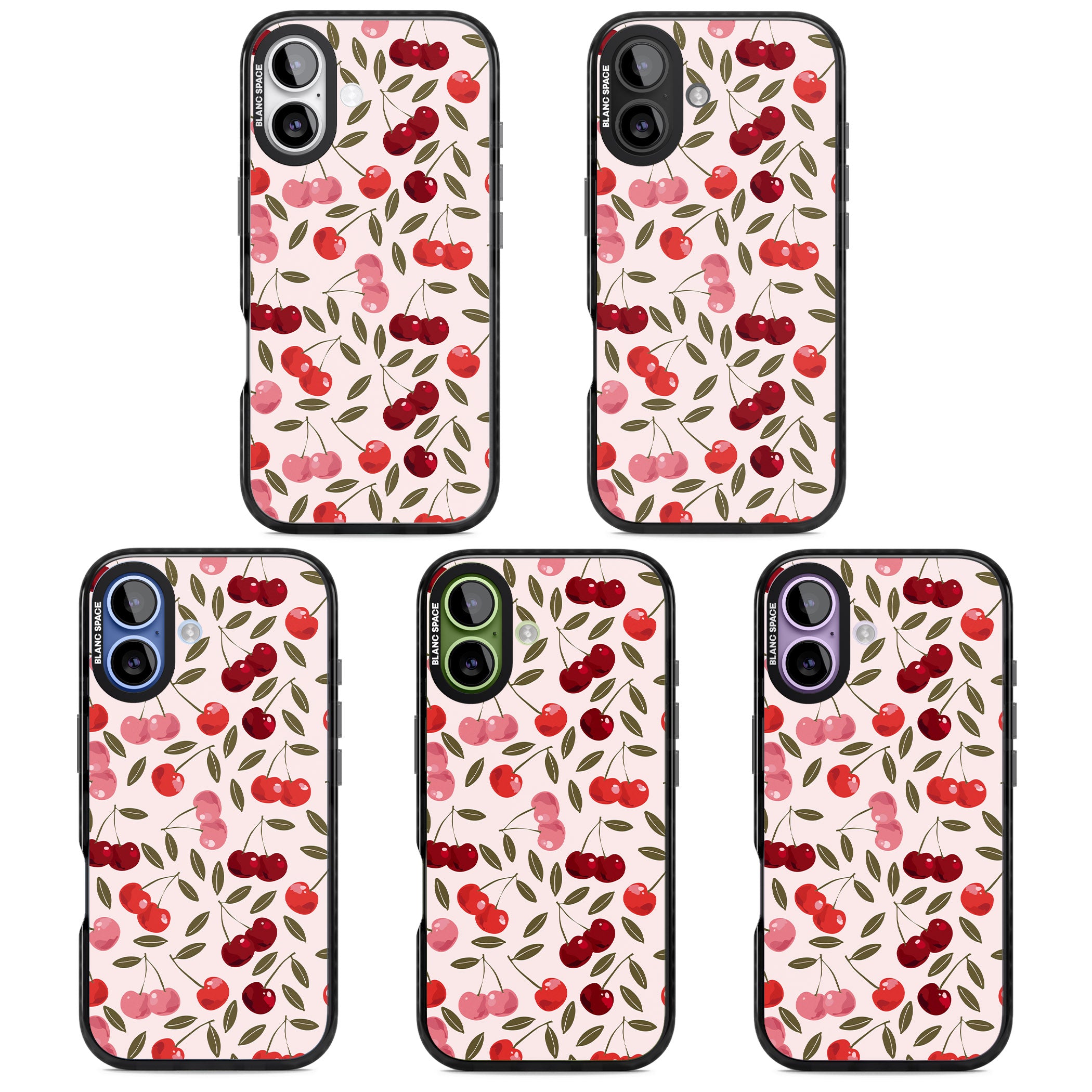 Fruity & Fun Patterns Cherries iPhone 17 Impact Pro Black Phone Case APT Impact Protection