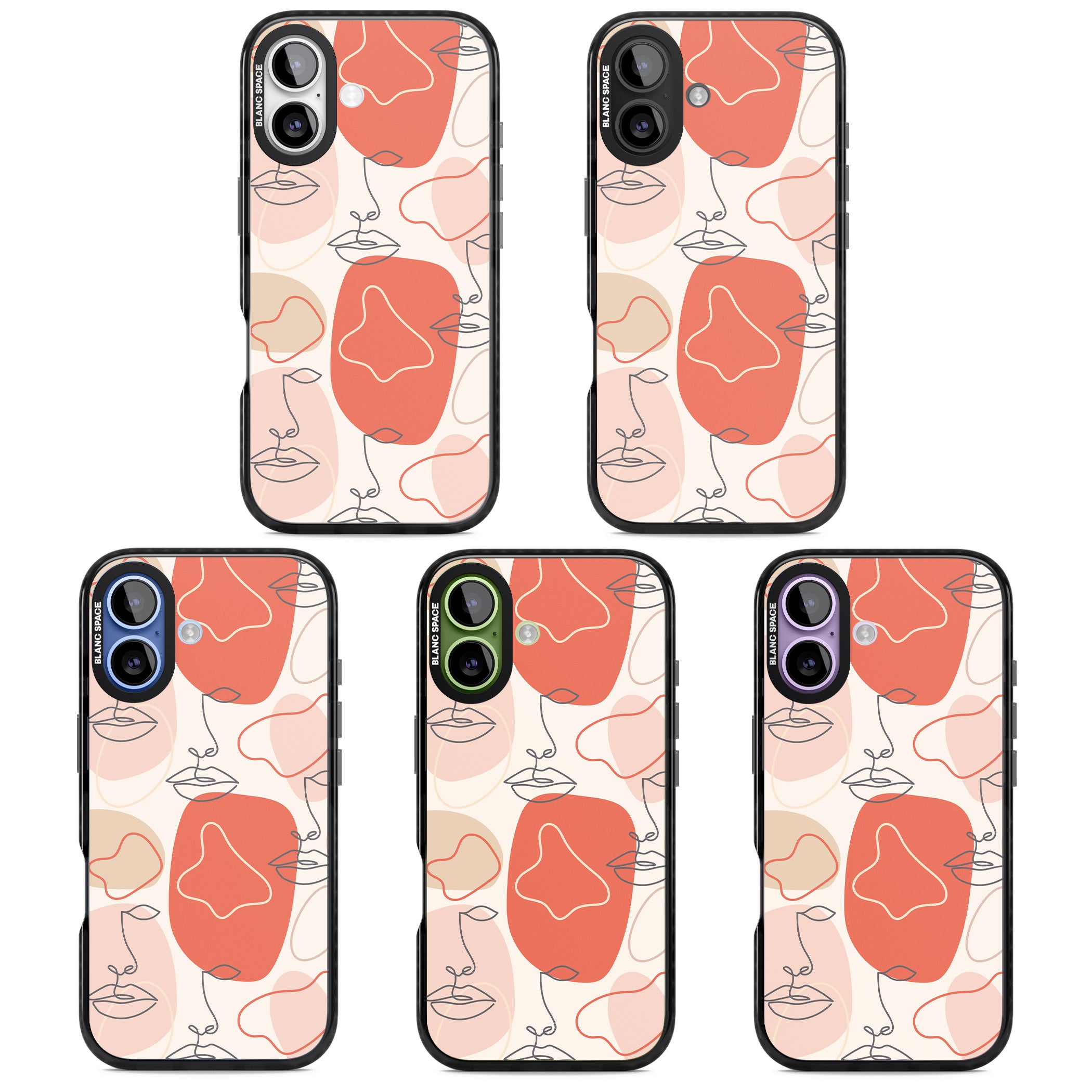 Abstract Face Line Art iPhone 17 Impact Pro Black Phone Case APT Impact Protection