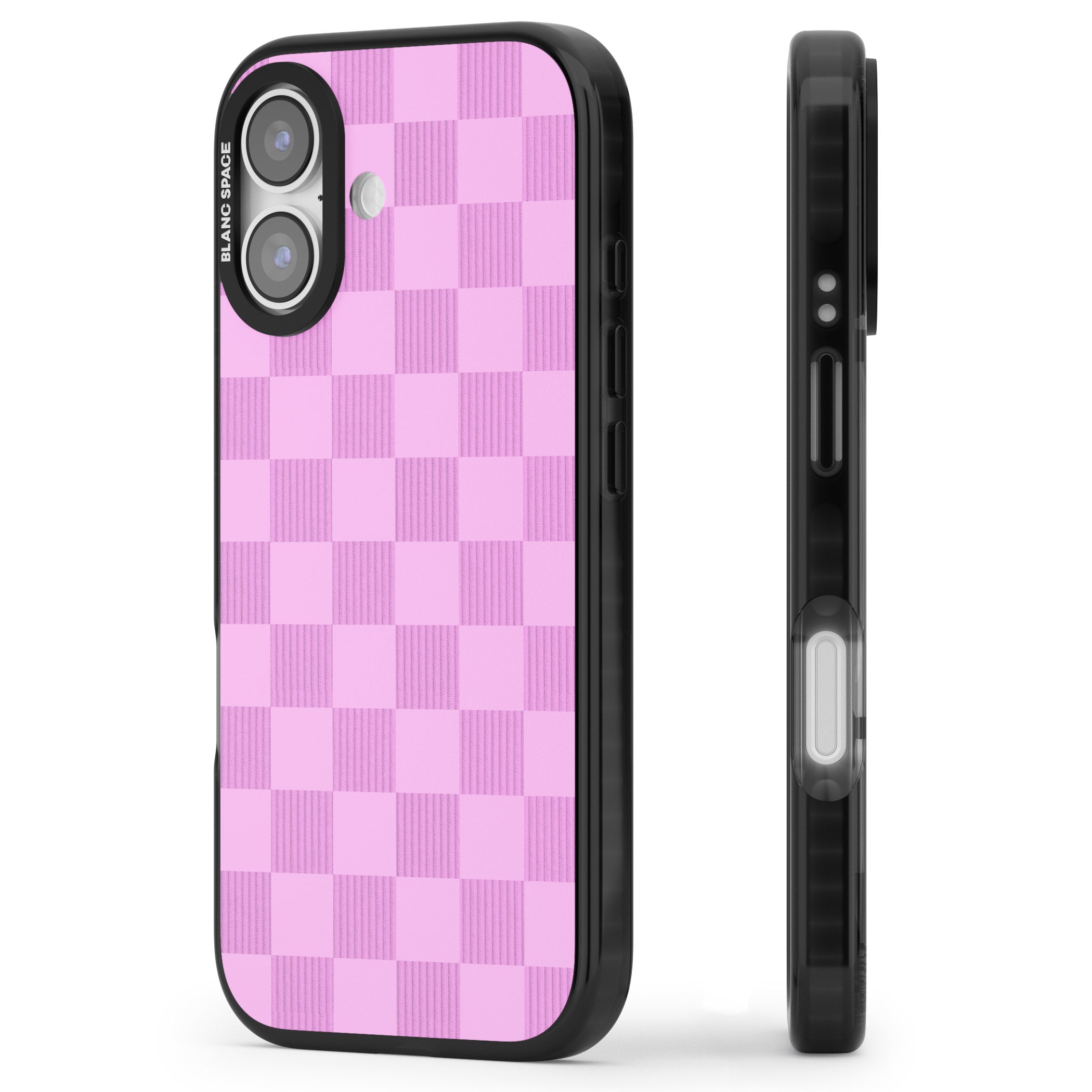 Bubblegum Checkered iPhone 17 Impact Pro Black Phone Case Side Profile