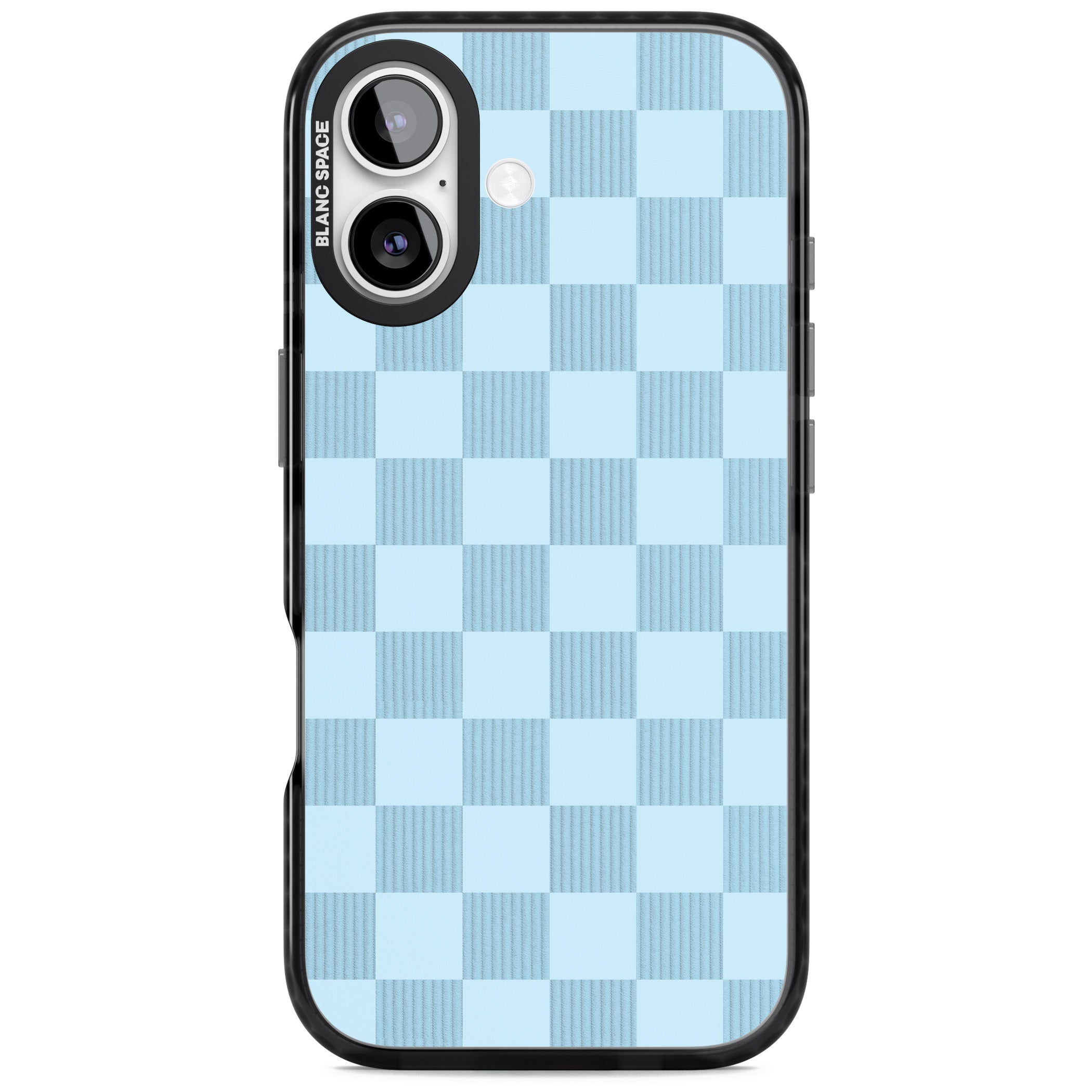 Skyblue Checkered iPhone 17 Impact Pro Black Phone Case