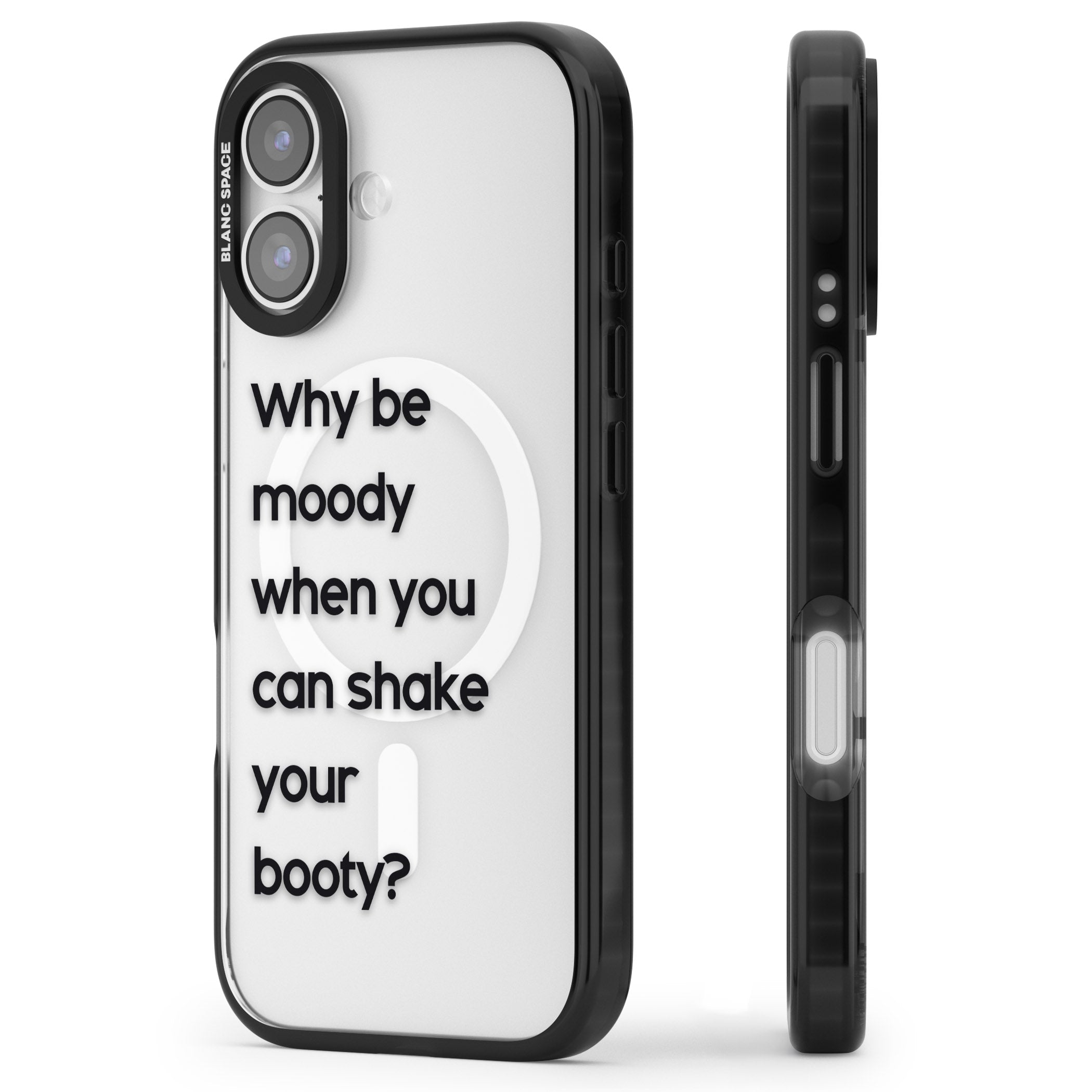 Why Be Moody? iPhone 17 Impact Pro Black Phone Case Side Profile