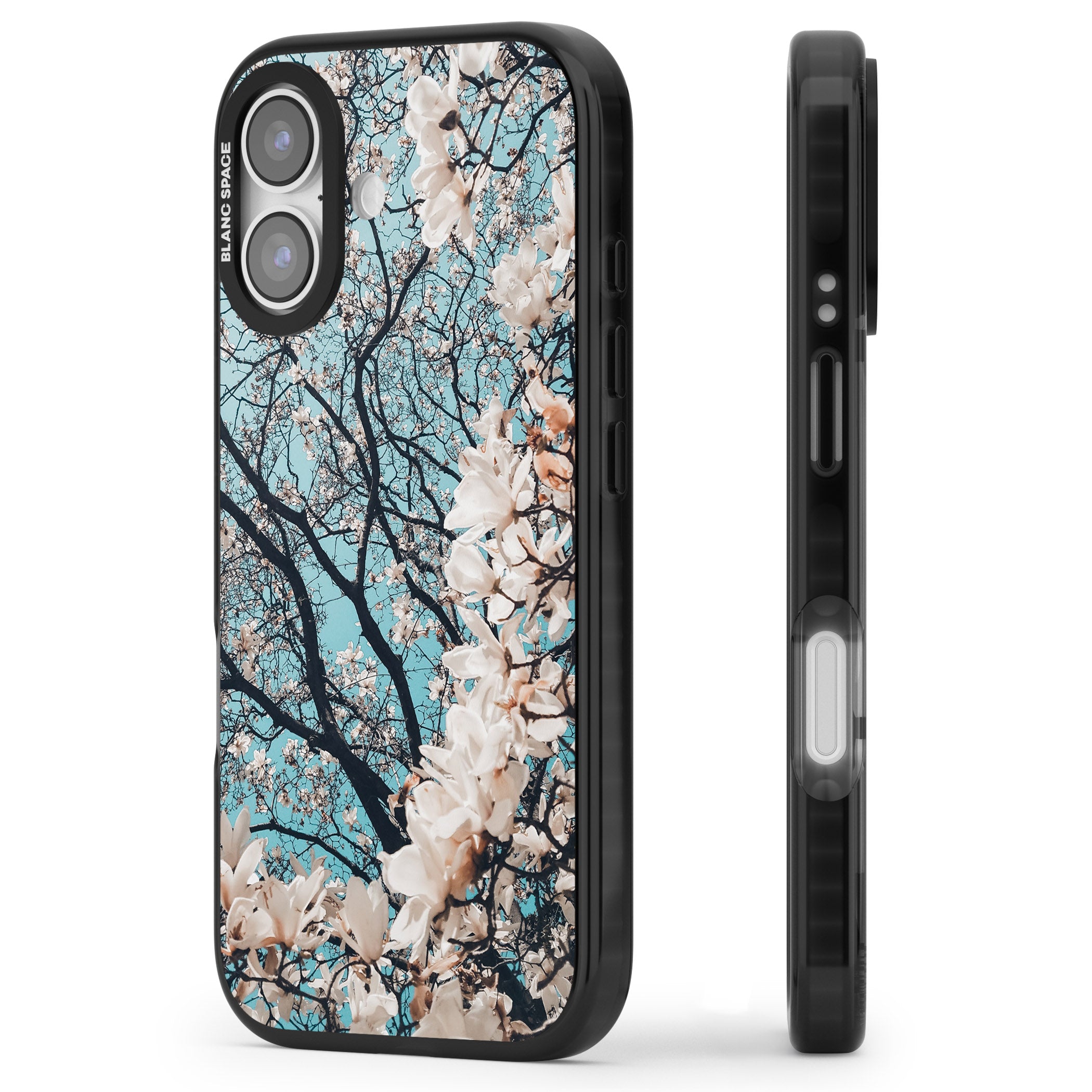 Magnolia Bloom iPhone 17 Impact Pro Black Phone Case Side Profile