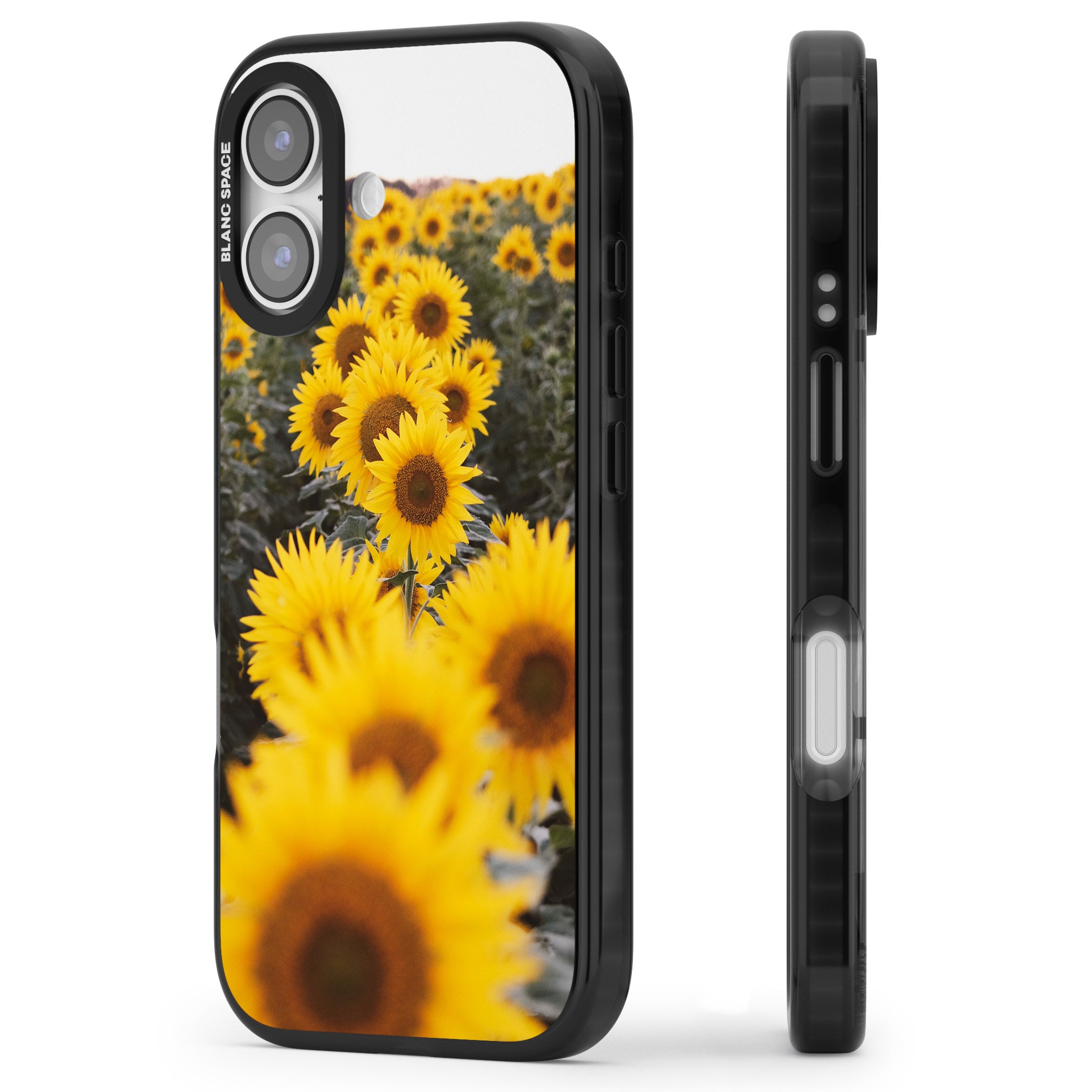 Sunflower Field iPhone 17 Impact Pro Black Phone Case Side Profile