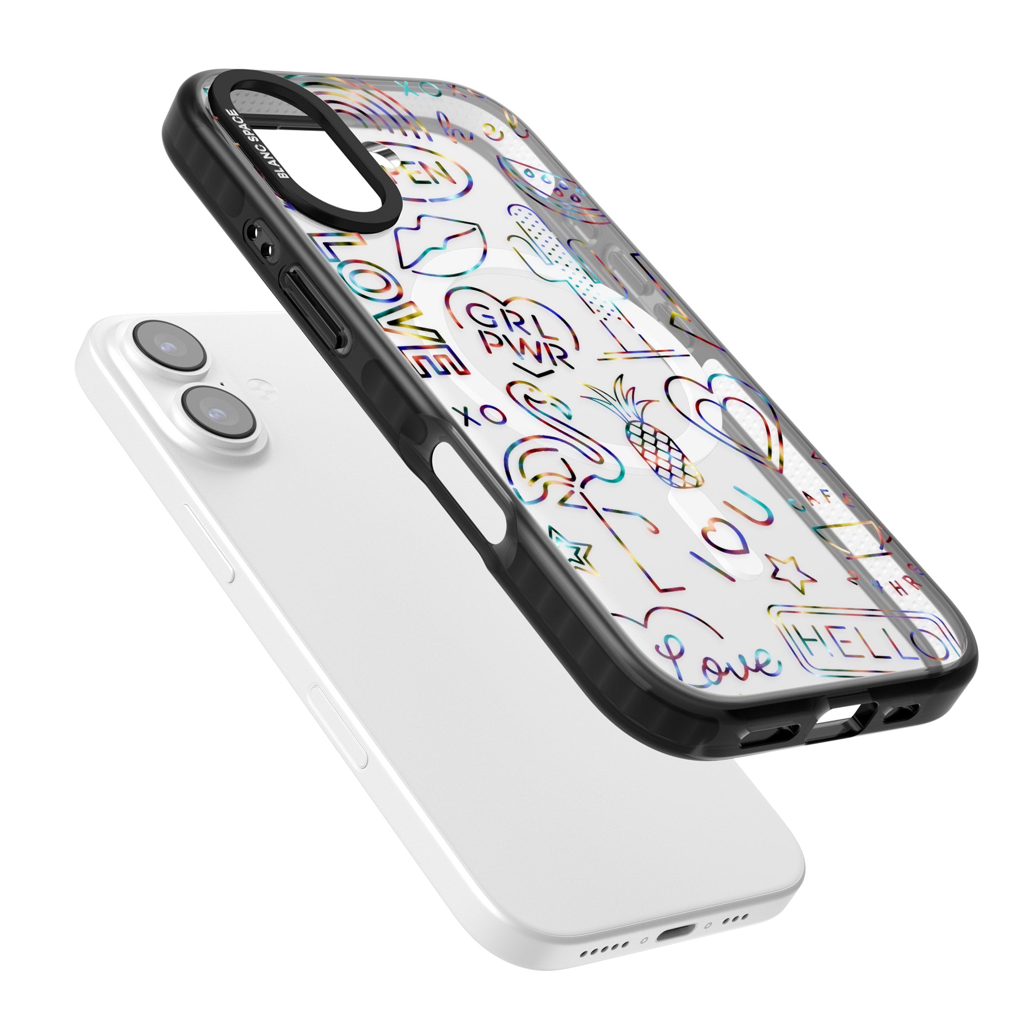 Funky Nebula Neon Sign iPhone 17 Impact Pro Black Phone Case Colours