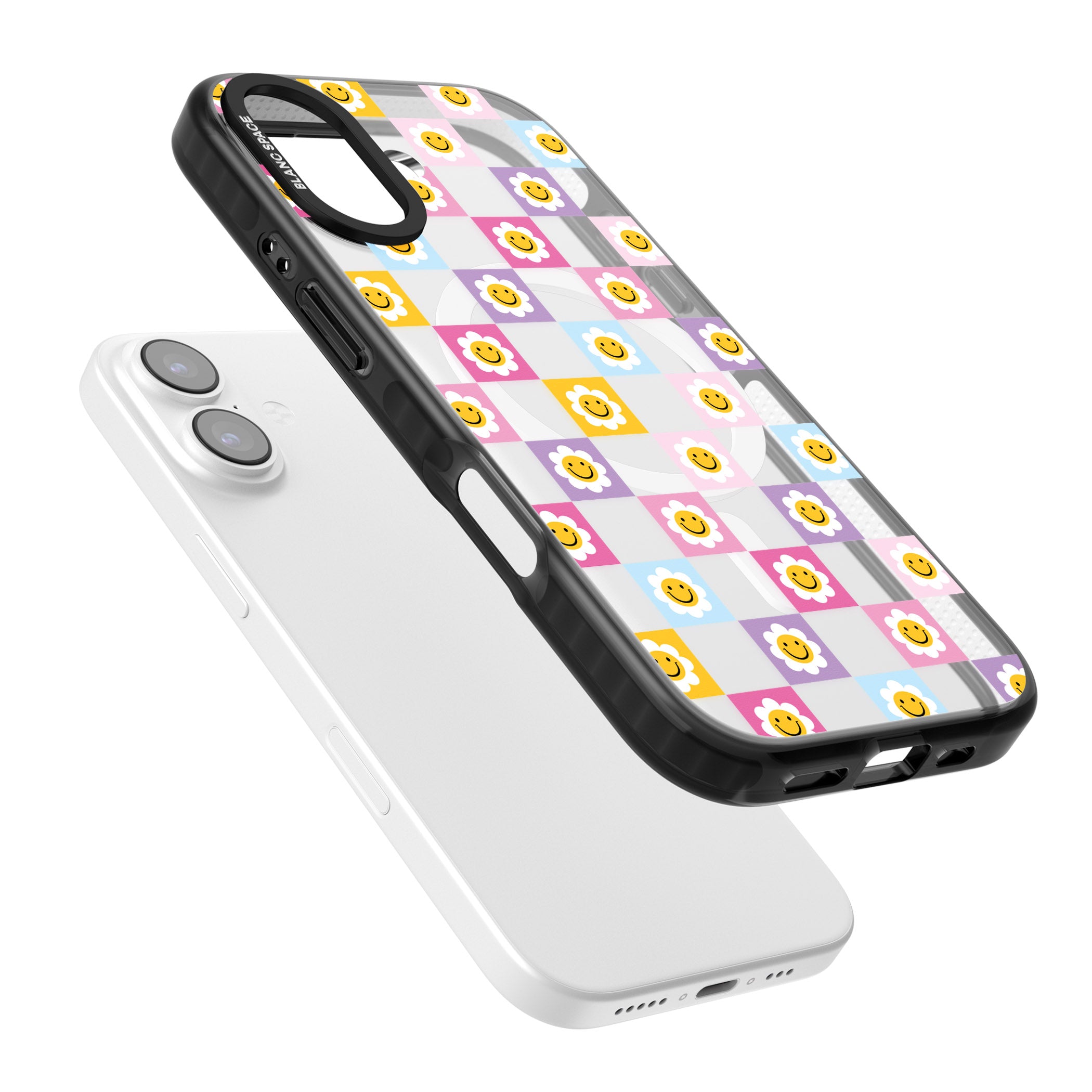 Daisy Squares Pattern iPhone 17 Impact Pro Black Phone Case Colours