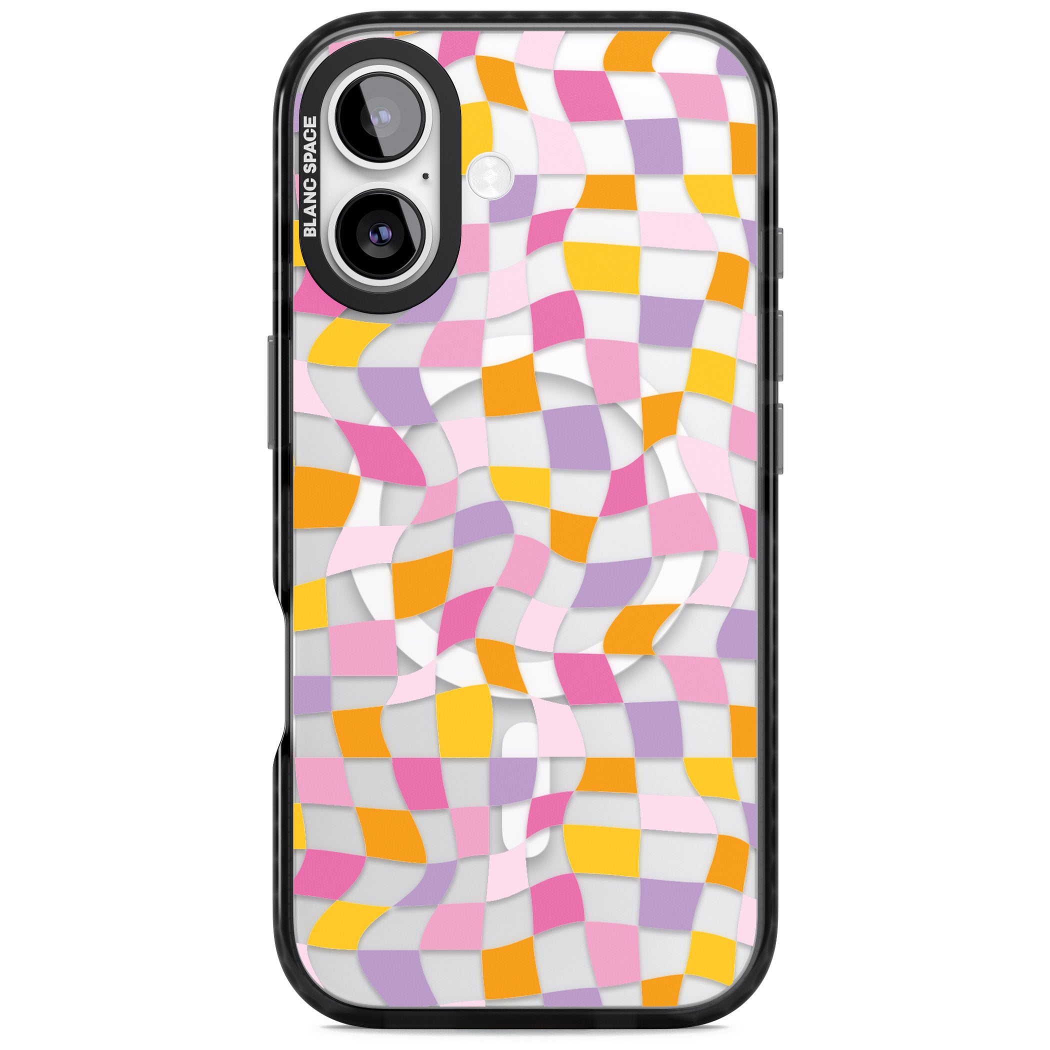 Wonky Squares Pattern iPhone 17 Impact Pro Black Phone Case