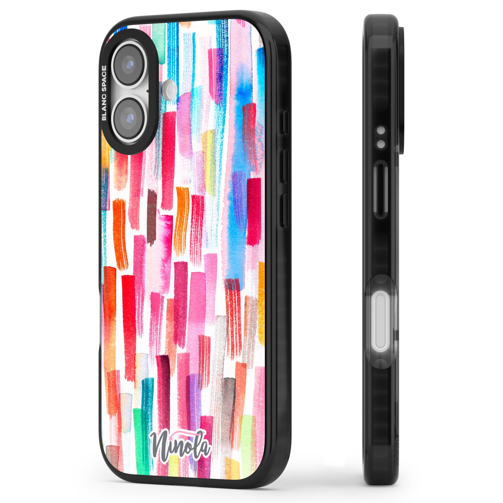 Colorful Brushstrokes iPhone 17 Impact Pro Black Phone Case Side Profile