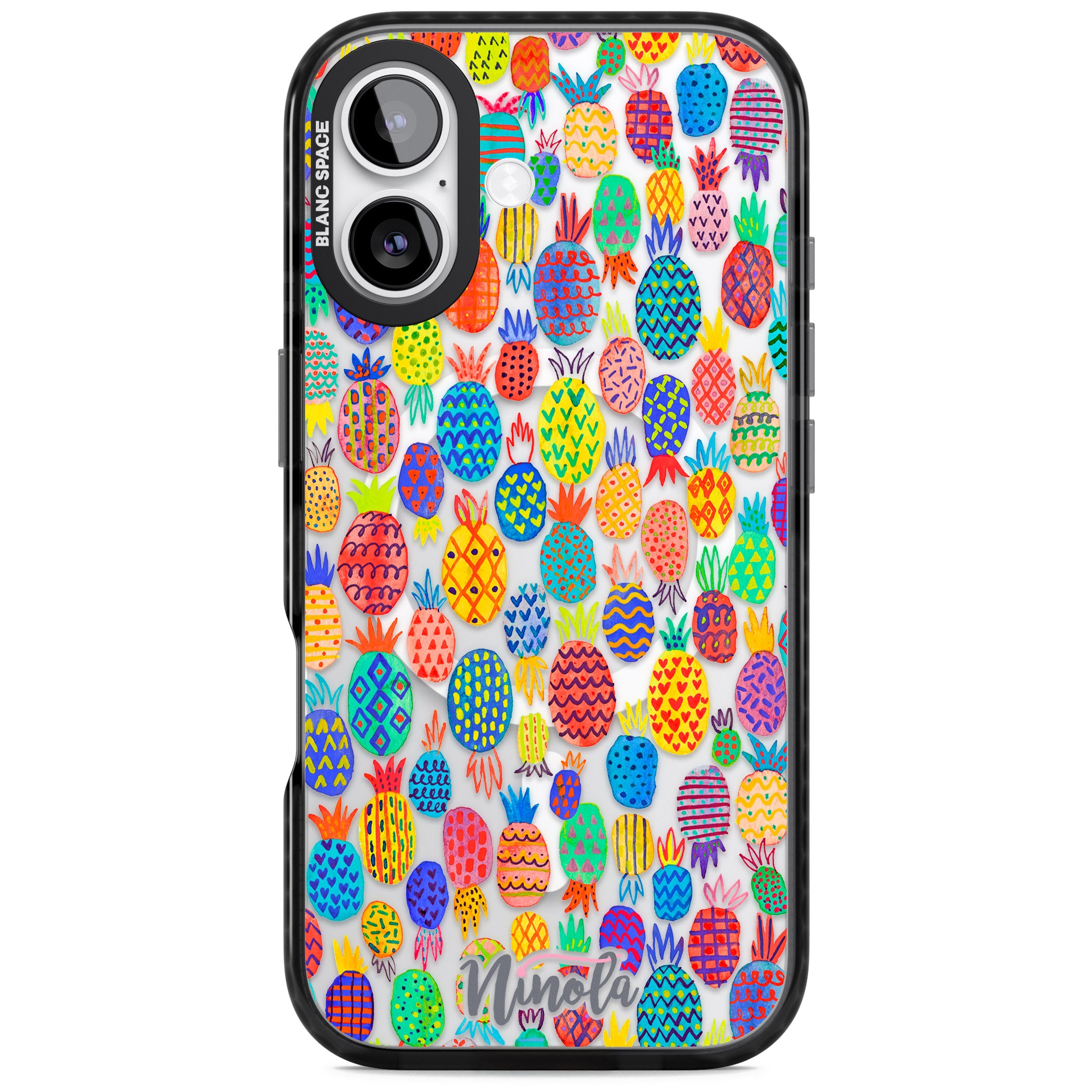Vibrant Pineapple Pattern iPhone 17 Impact Pro Black Phone Case