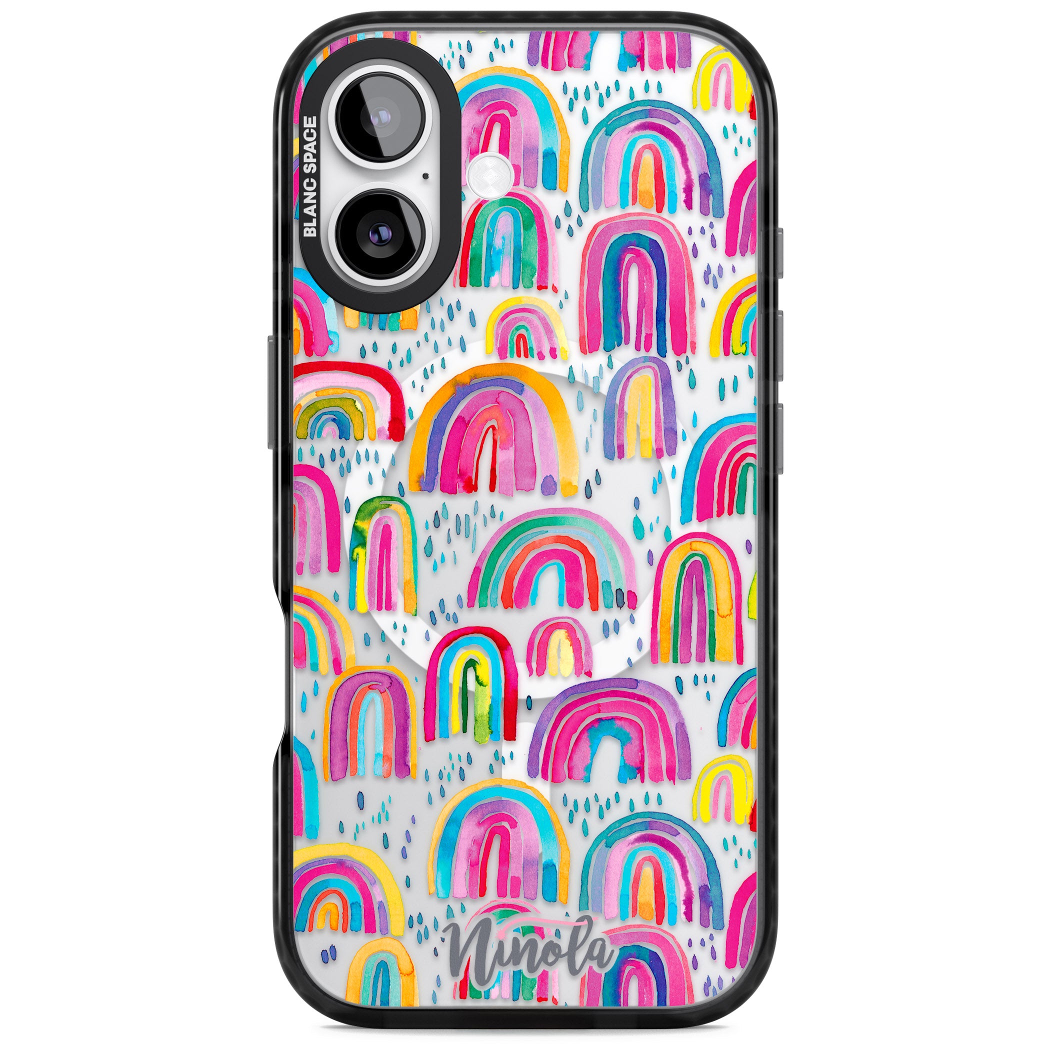 Watercolor Rainbow iPhone 17 Impact Pro Black Phone Case