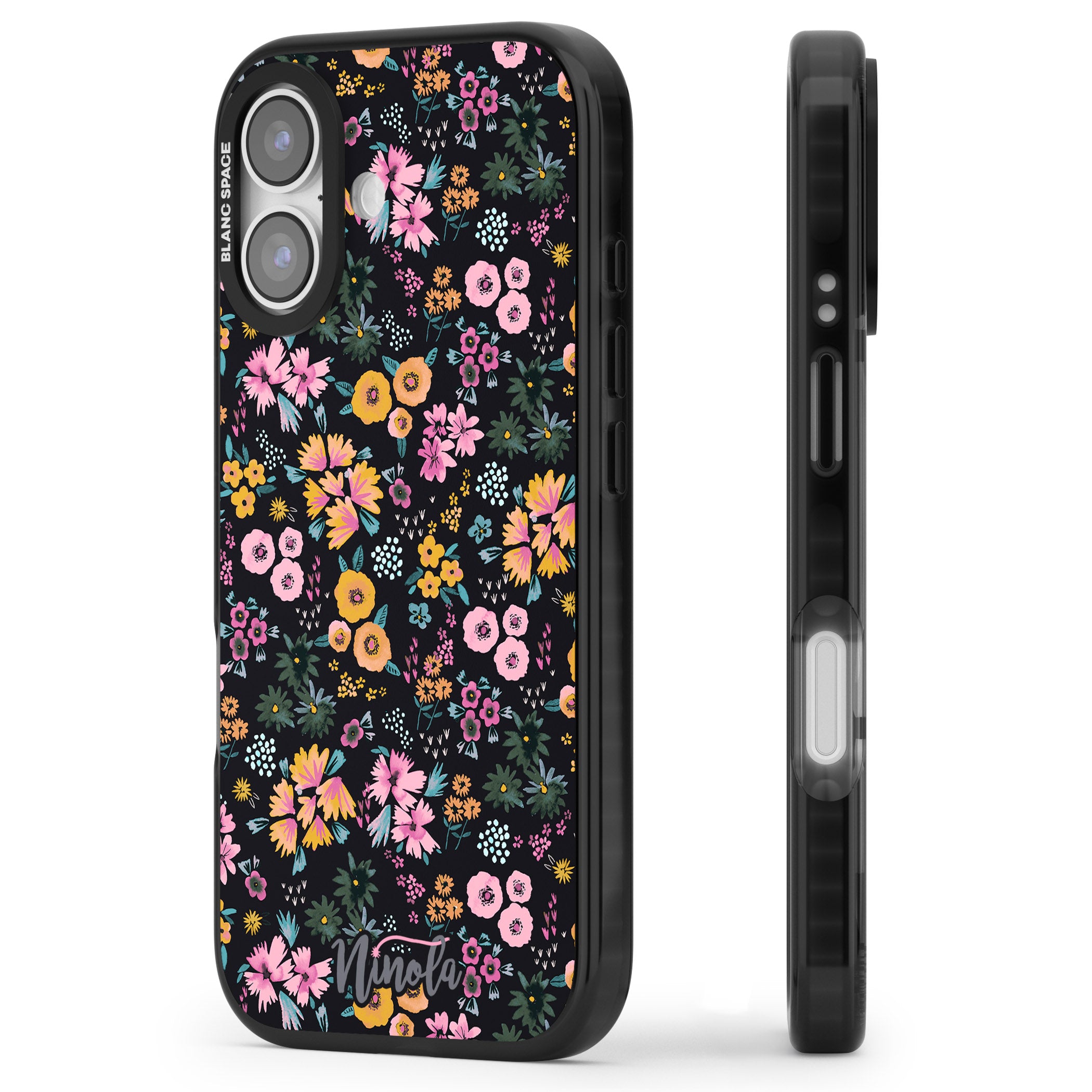 Blossom Field iPhone 17 Impact Pro Black Phone Case Side Profile