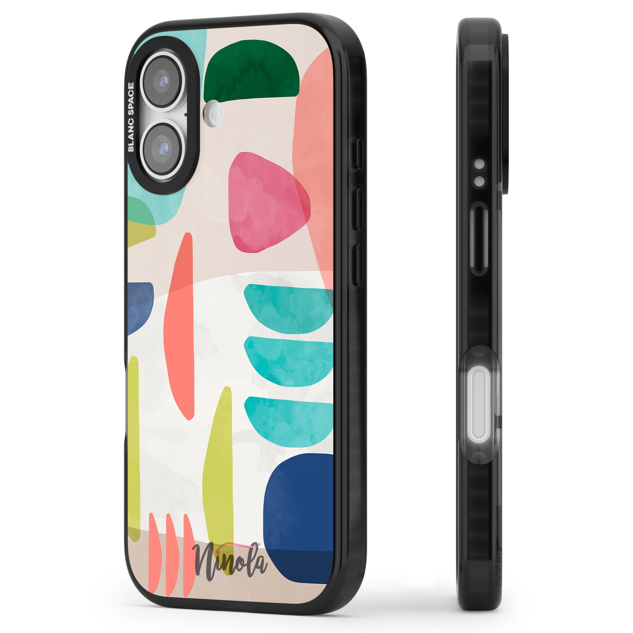 Bold Colorful Shapes iPhone 17 Impact Pro Black Phone Case Side Profile