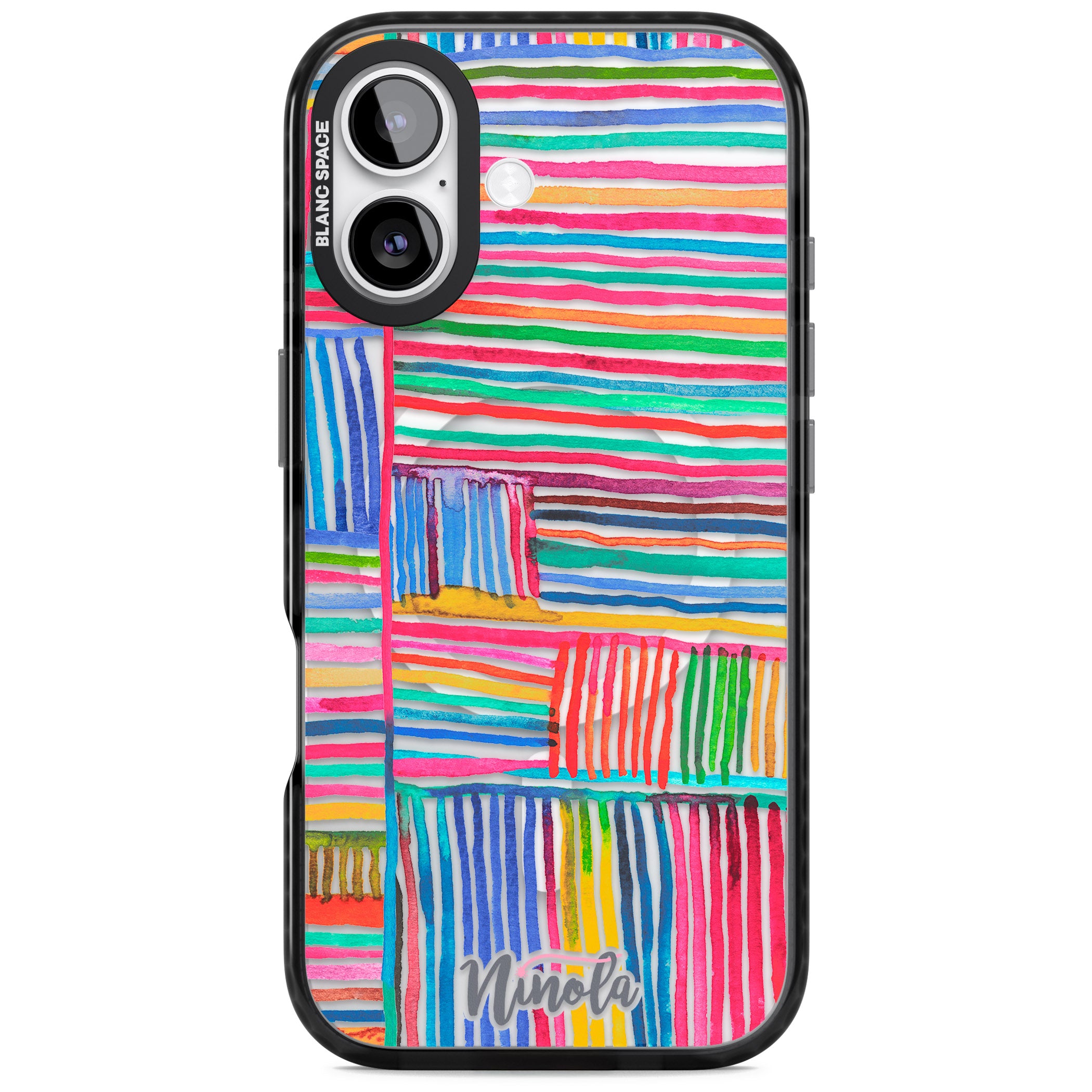 Vibrant Watercolor Lines iPhone 17 Impact Pro Black Phone Case