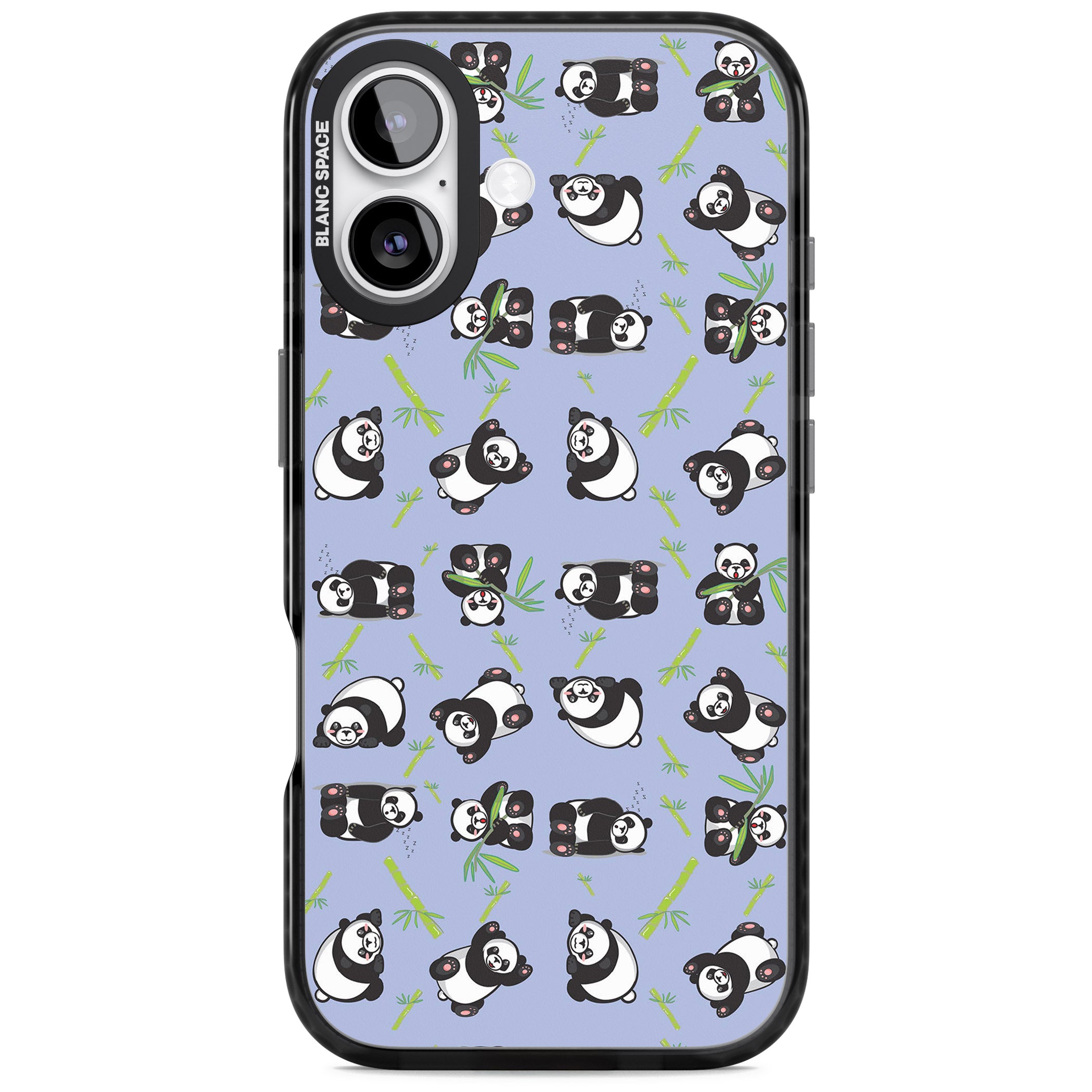 Panda Pattern iPhone 17 Impact Pro Black Phone Case