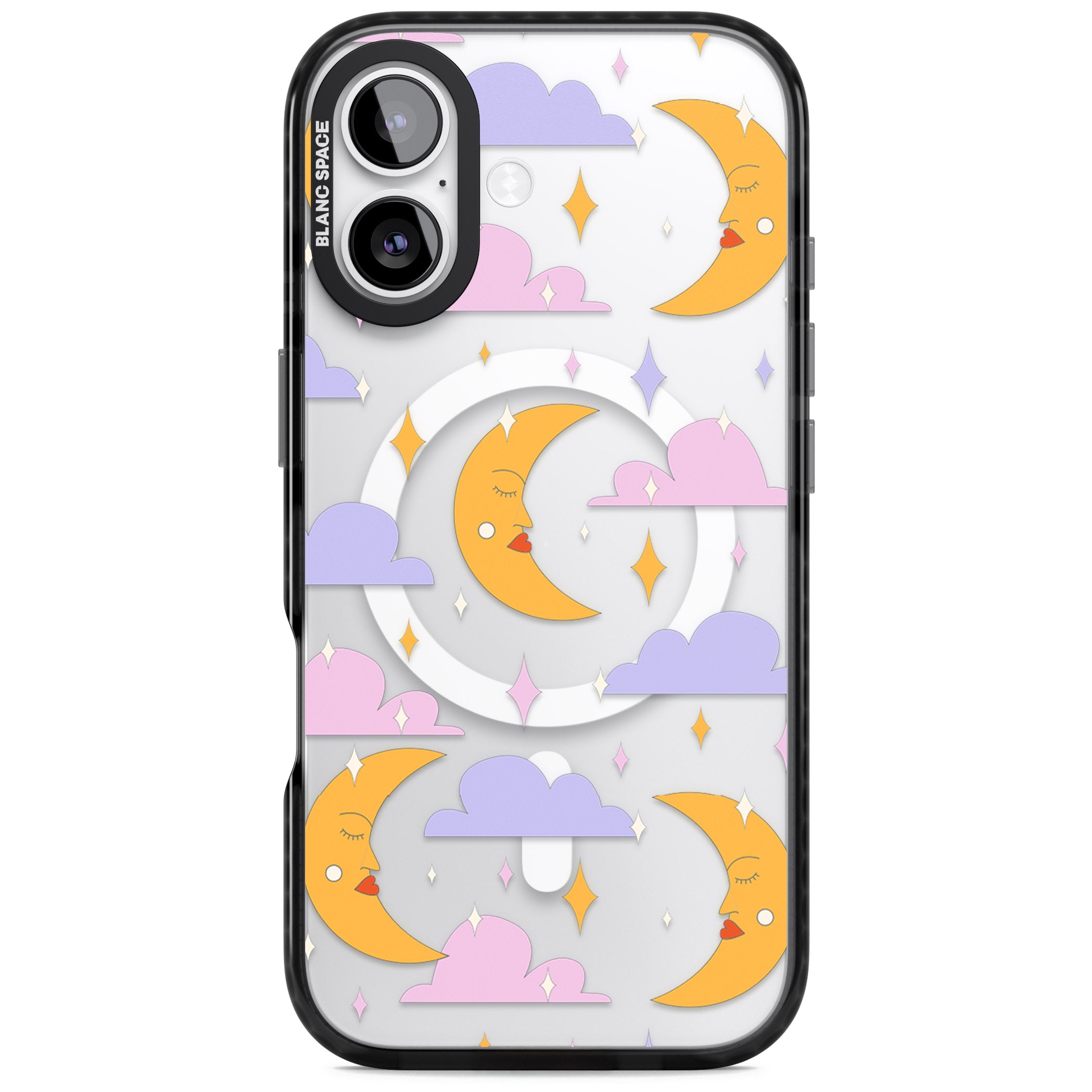 Moons & Clouds iPhone 17 Impact Pro Black Phone Case