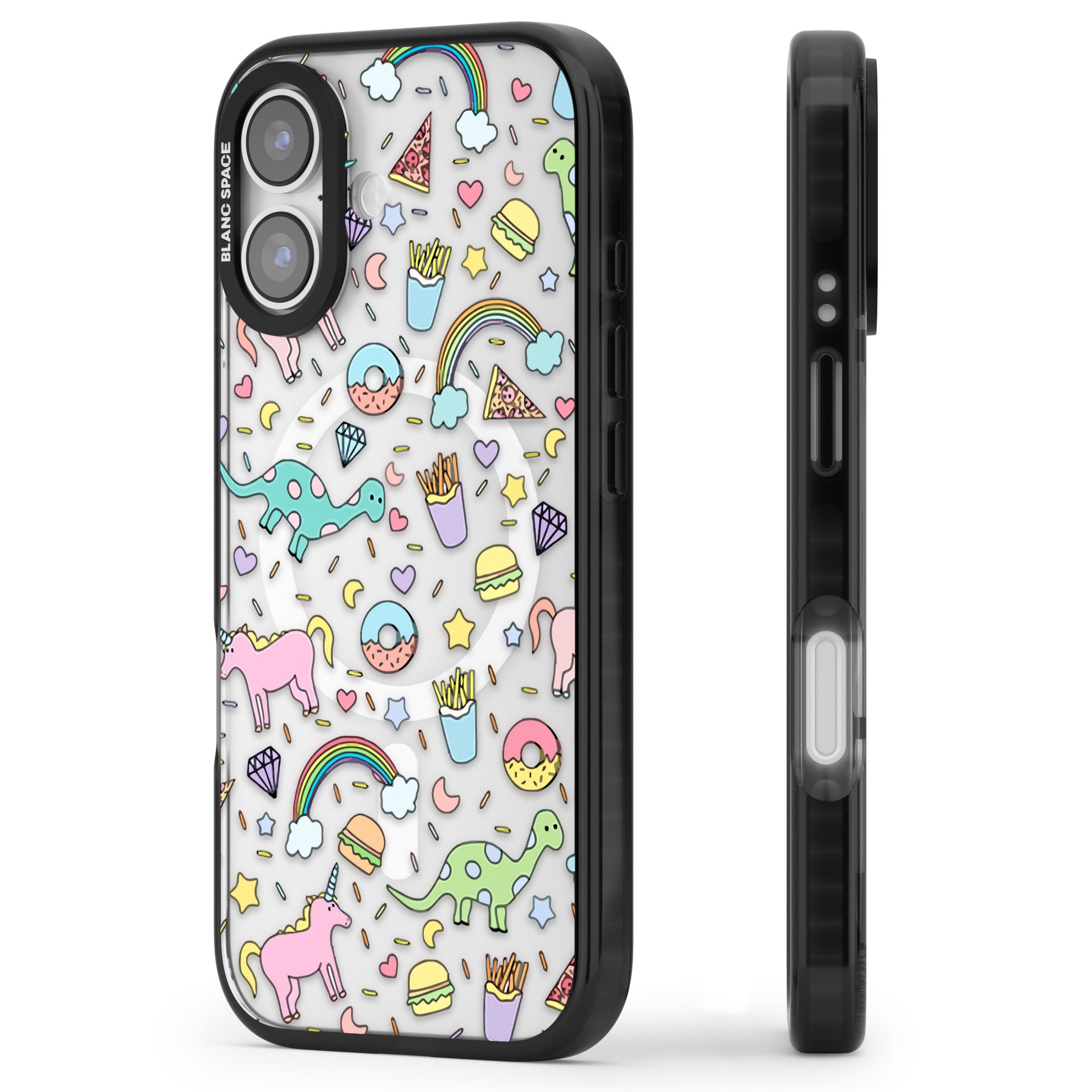Cute Pattern iPhone 17 Impact Pro Black Phone Case Side Profile
