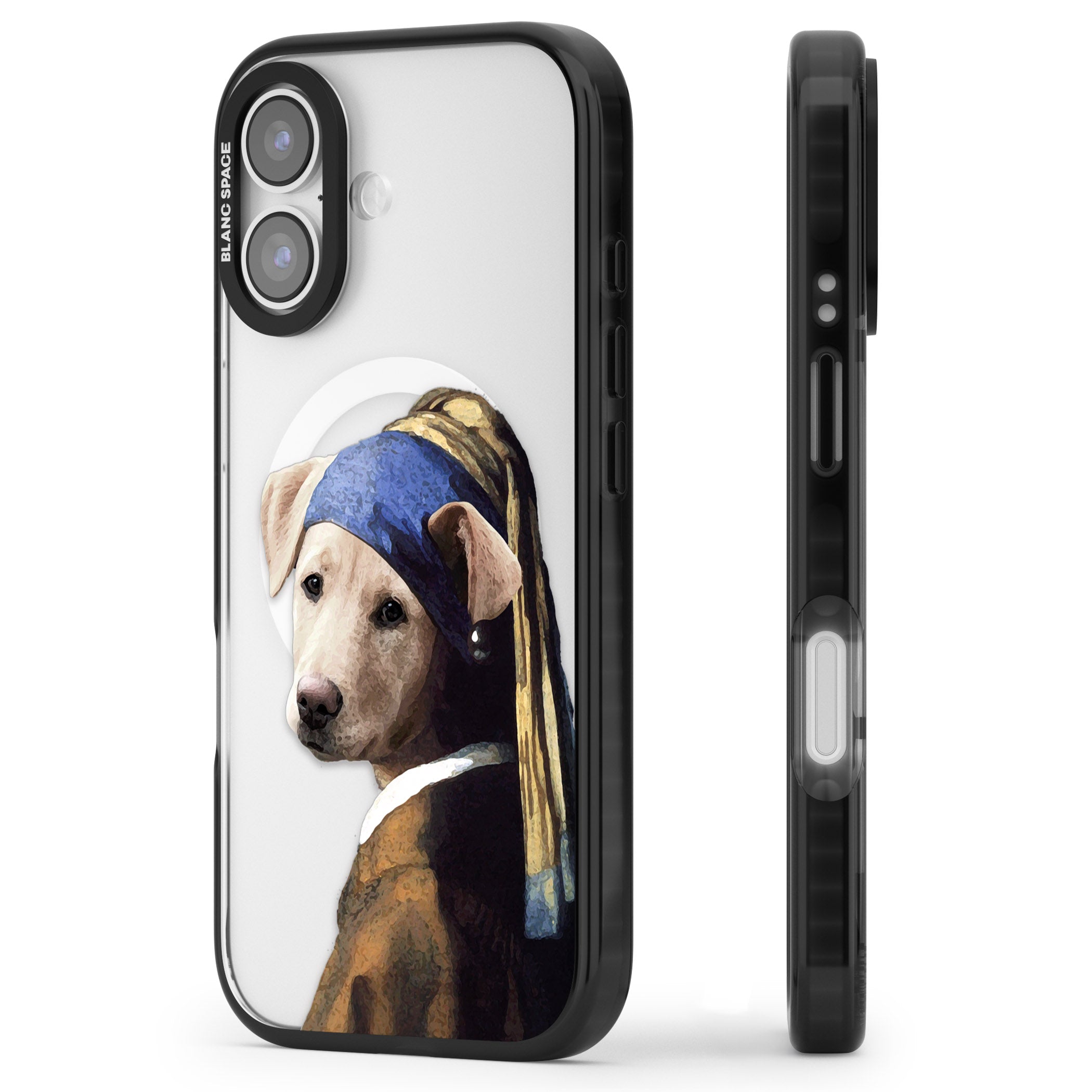 Doggo With A Pearl Earring iPhone 17 Impact Pro Black Phone Case Side Profile
