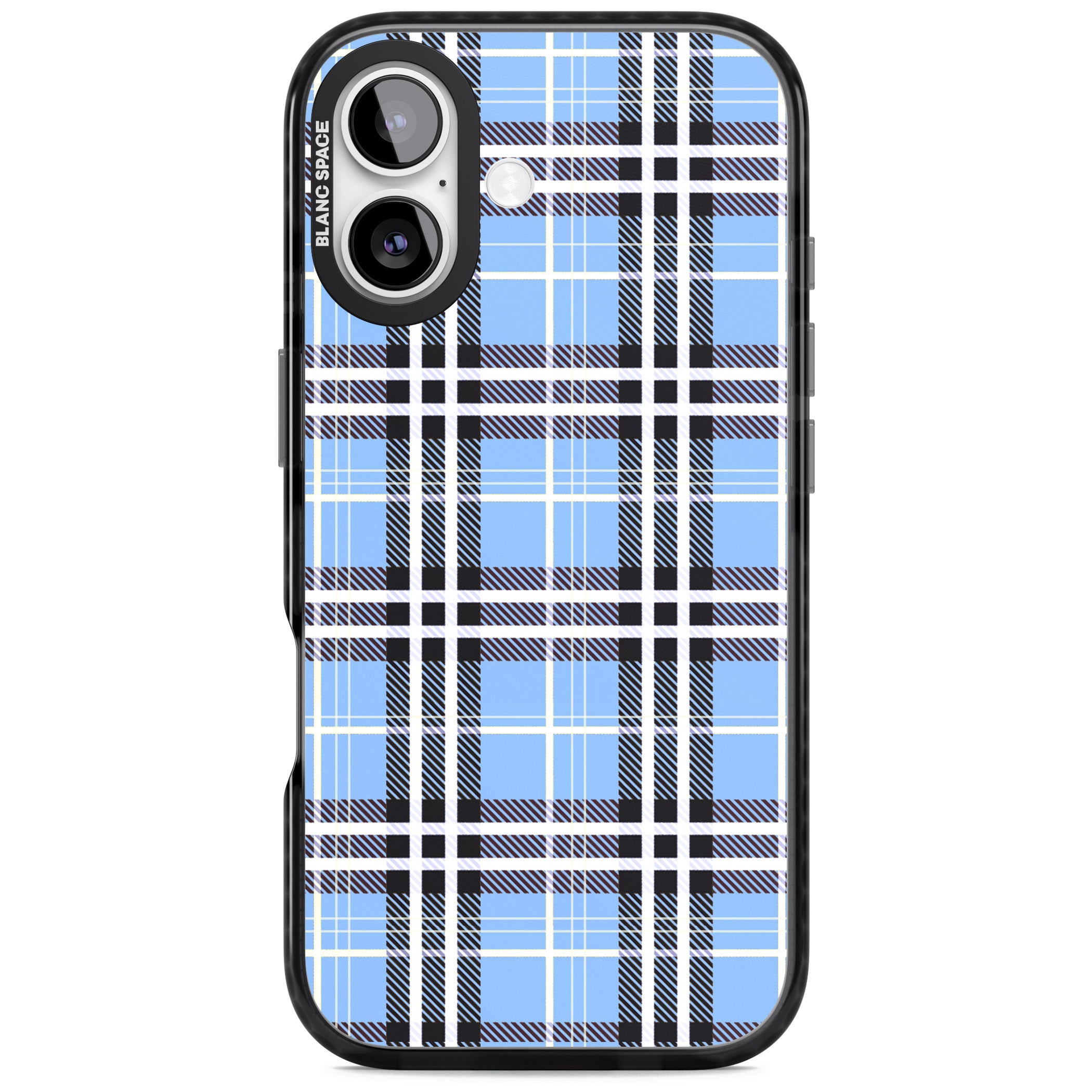 Blue Plaid iPhone 17 Impact Pro Black Phone Case